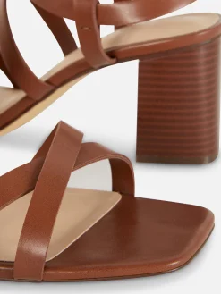 Chaussures À Talons|Primark Sandales à Talon Carré Et Lanière Croisée Fauve