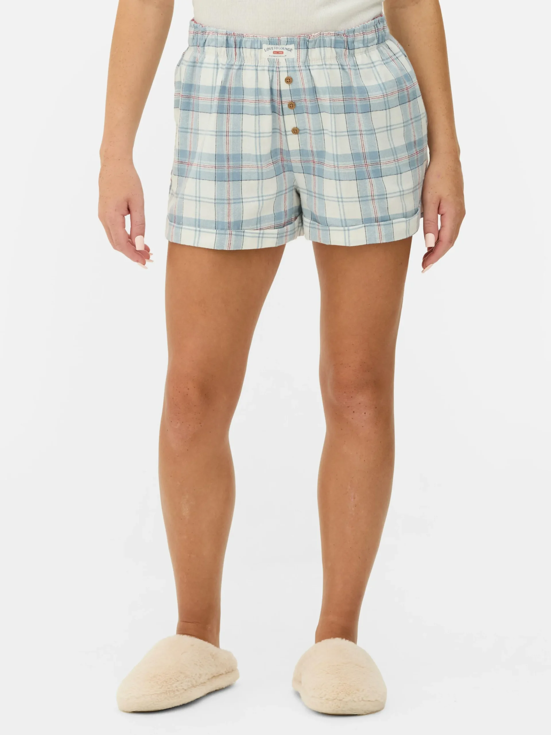 Bas De Pyjama|Primark Short De Pyjama En Flanelle à Carreaux Bleu