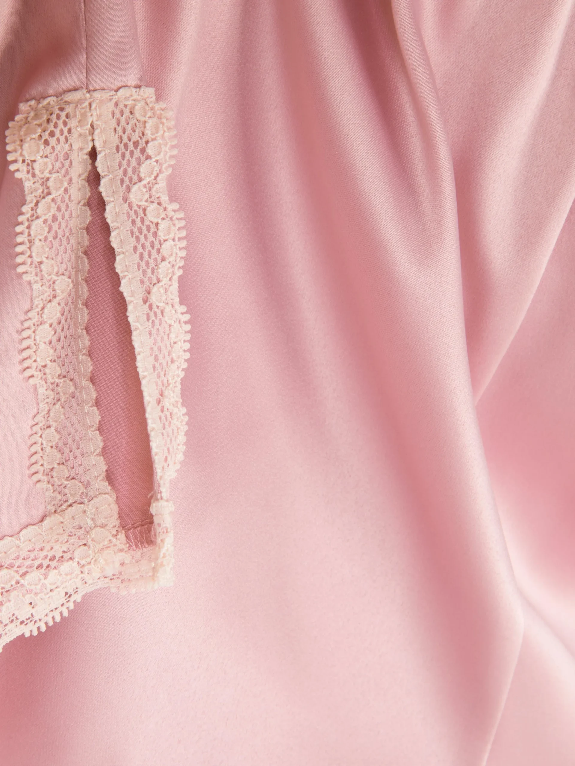 Bas De Pyjama|Primark Short De Pyjama En Satin à Finitions En Dentelle Rose