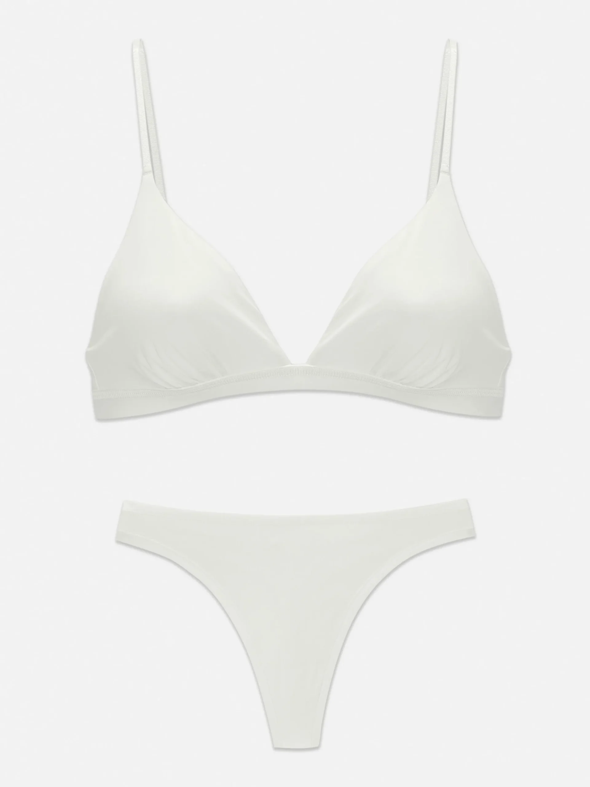 Ensembles Lingerie|Primark Soutien-gorge Triangle Et String En Microfibre Blanc