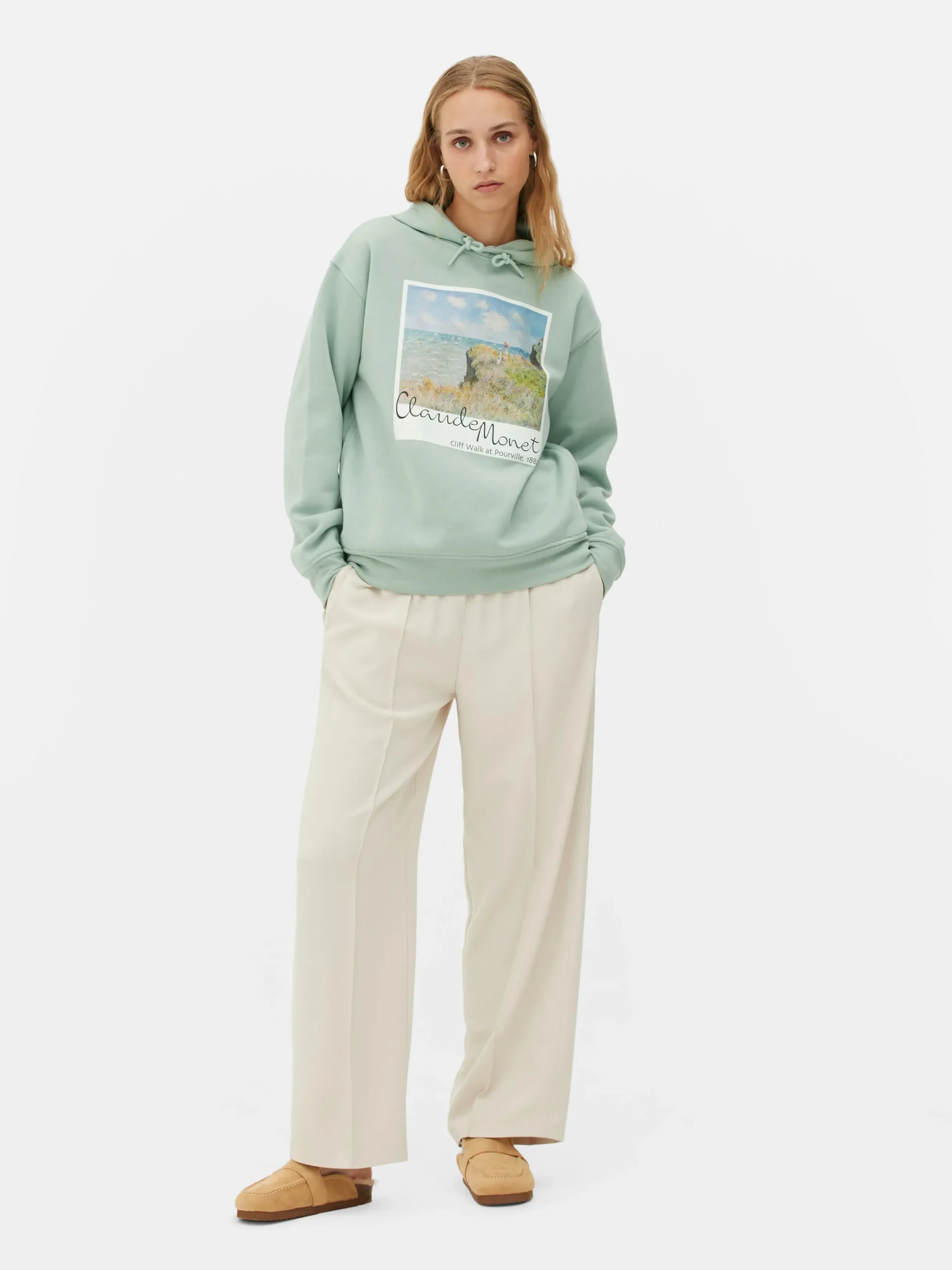 T-Shirts Et Sweat-Shirts À Motifs|Sweats À Capuche Et Sweat-Shirts|Primark Sweat à Capuche Polaroid Claude Monet Vert menthe