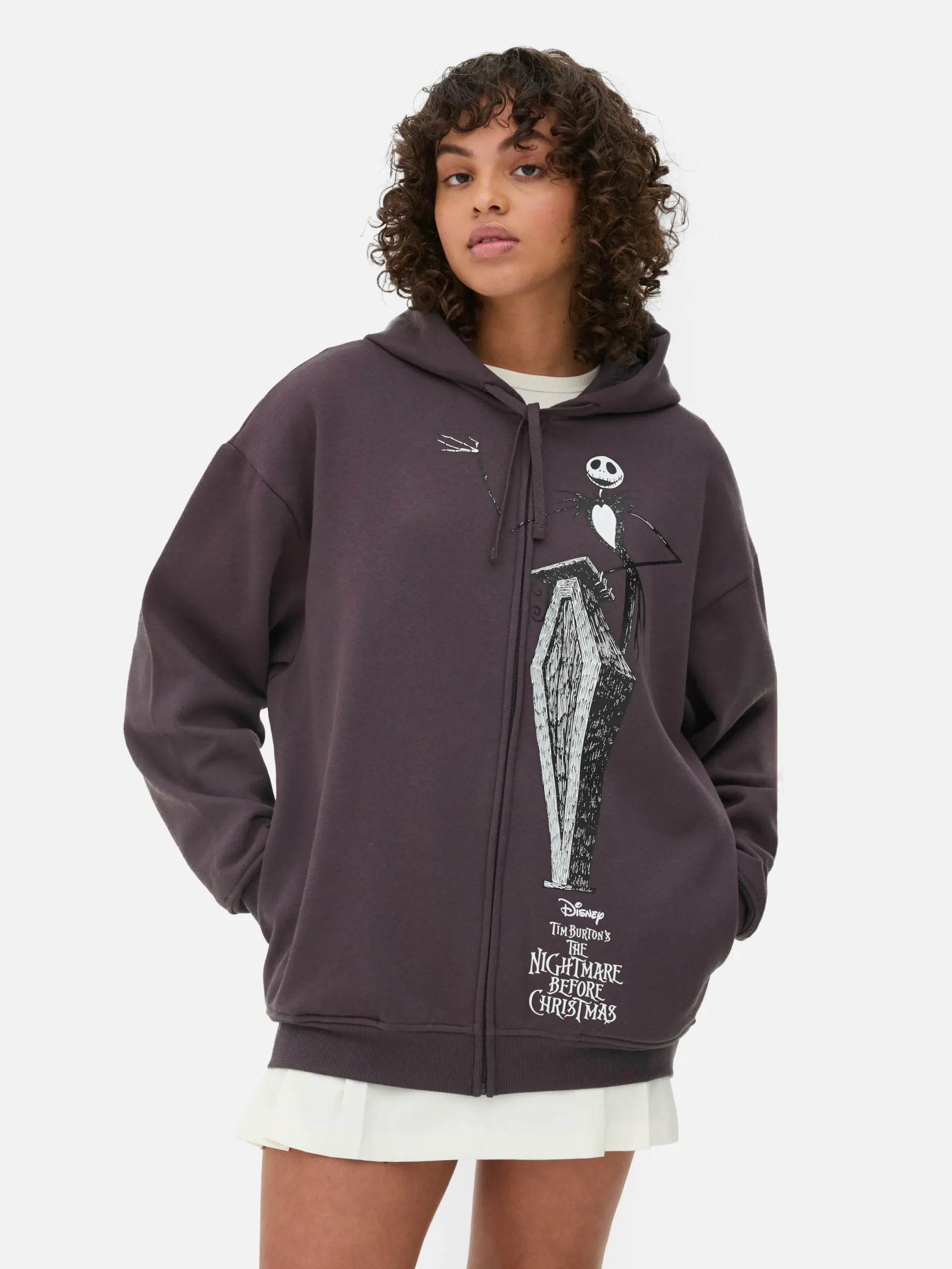 The Nightmare Before Christmas|Tout Halloween|Primark Sweat à Capuche Zippé Disney L'Étrange Noël De Monsieur Jack De Tim Burton Anthracite