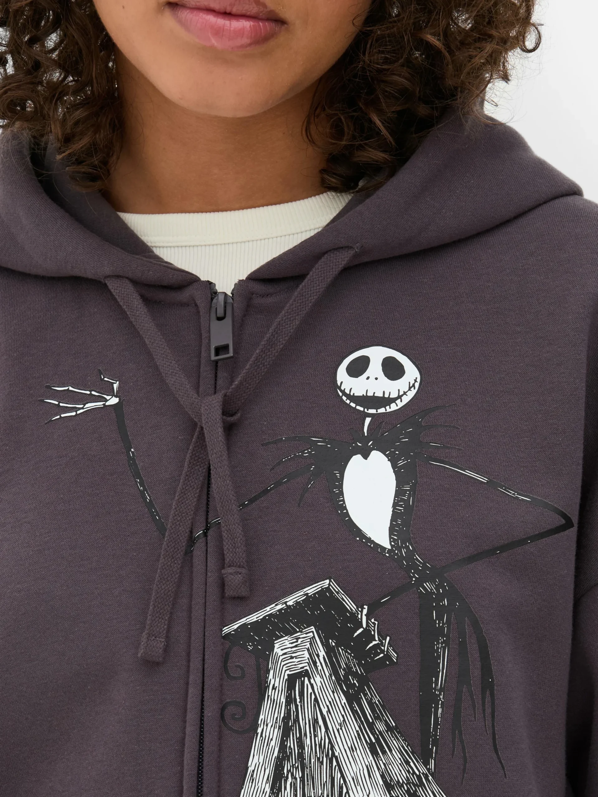 The Nightmare Before Christmas|Tout Halloween|Primark Sweat à Capuche Zippé Disney L'Étrange Noël De Monsieur Jack De Tim Burton Anthracite