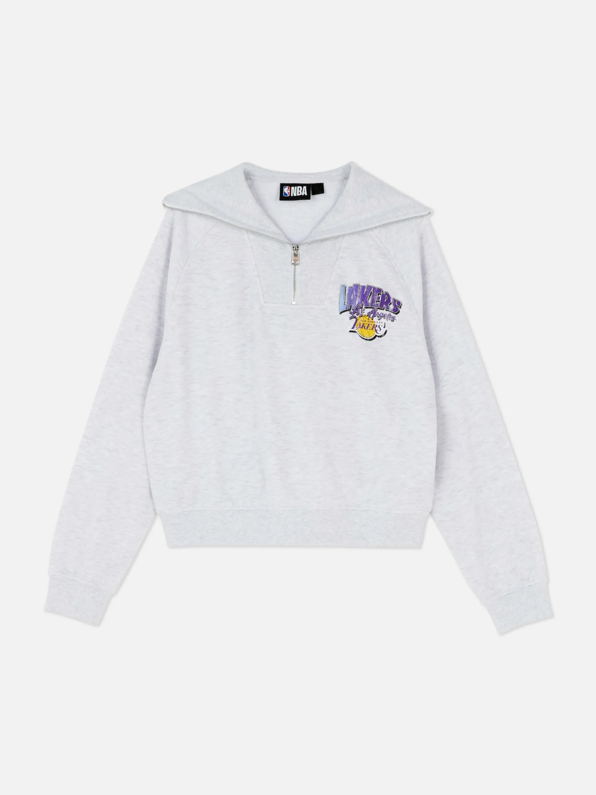 Sweats À Capuche Et Sweat-Shirts|Primark Sweat-shirt à Col Zippé NBA Los Angeles Lakers à Coordonner Gris