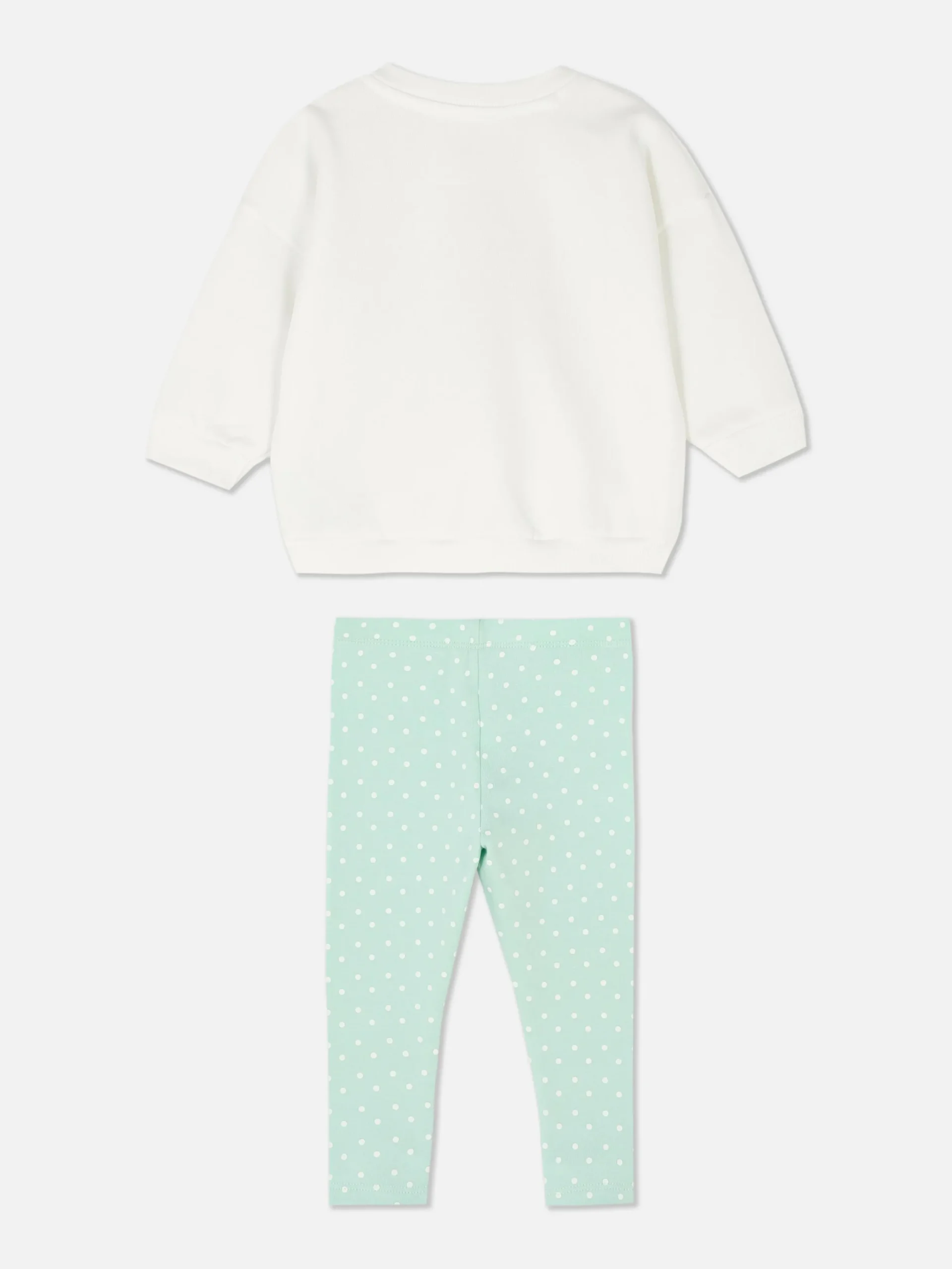 Ensembles Et Tenues|Primark Sweat-shirt à Motif Ballerine Et Legging à Pois Écru
