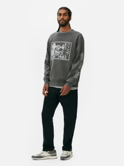 T-Shirts Et Sweat-Shirts À Motifs|Sweats À Capuche Et Sweat-Shirts|Primark Sweat-shirt Délavé à L'acide Disney Mickey Mouse X Keith Haring Gris