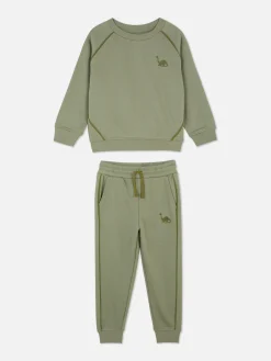 Ensembles Et Tenues|Primark Sweat-shirt Et Bas De Jogging Dinosaure Coordonnés Kaki