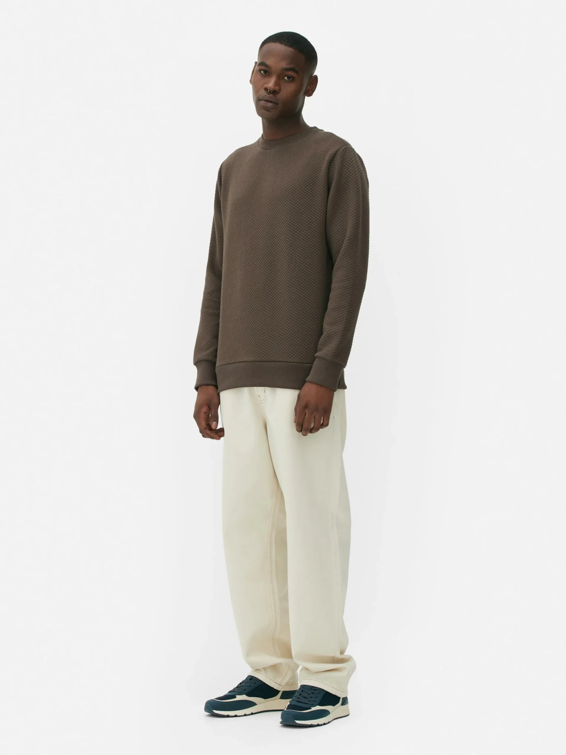 Sweats À Capuche Et Sweat-Shirts|Primark Sweat-shirt Matelassé à Motif Losanges Chocolat