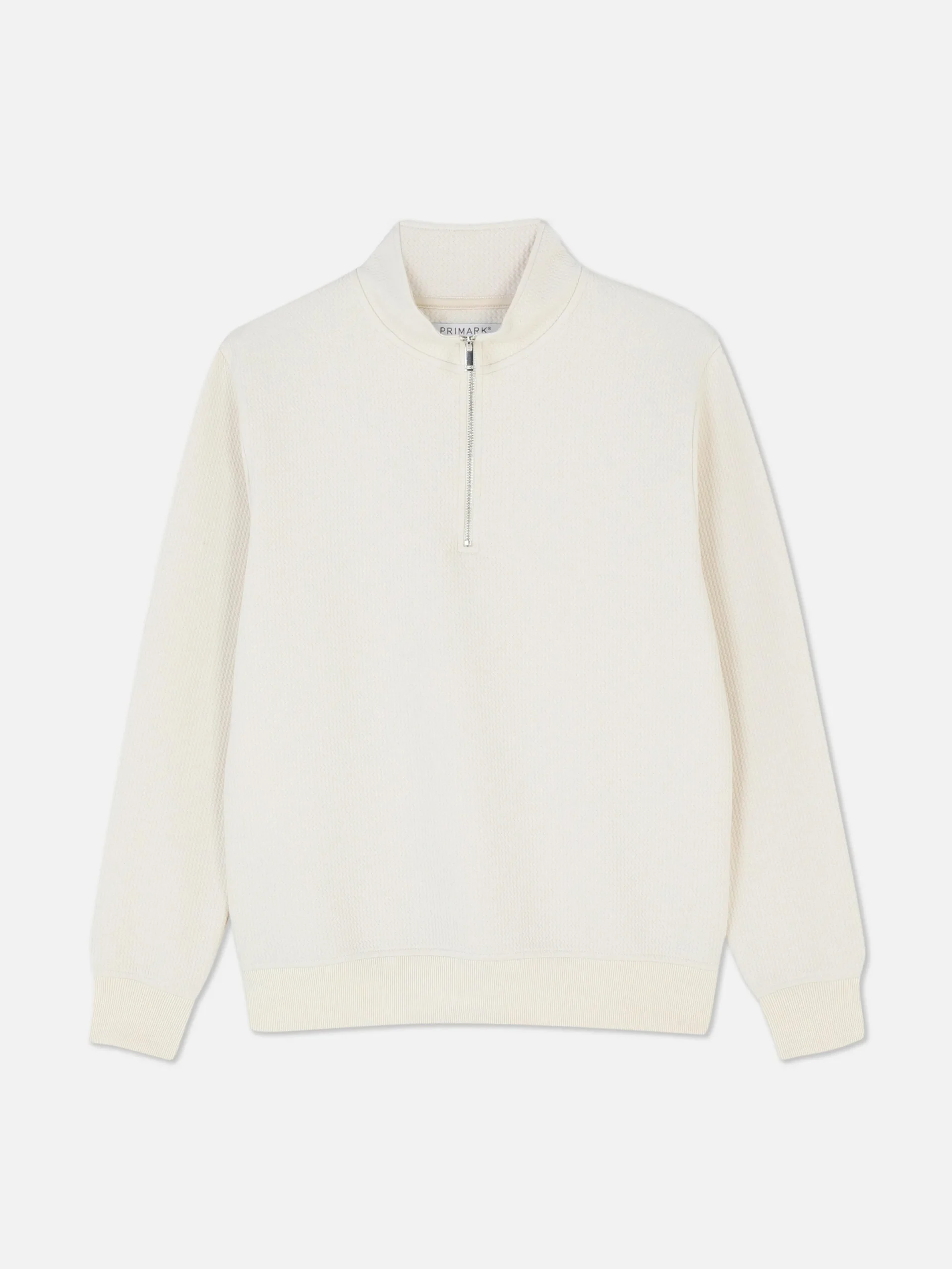 Sweats À Capuche Et Sweat-Shirts|Primark Sweat-shirt Texturé à Col Zippé Et Motif Géométrique Écru
