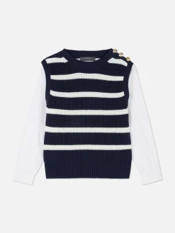 Pulls Et Gilets|Primark Tenue Deux-en-un Débardeur En Tricot Et Chemise Bleu marine