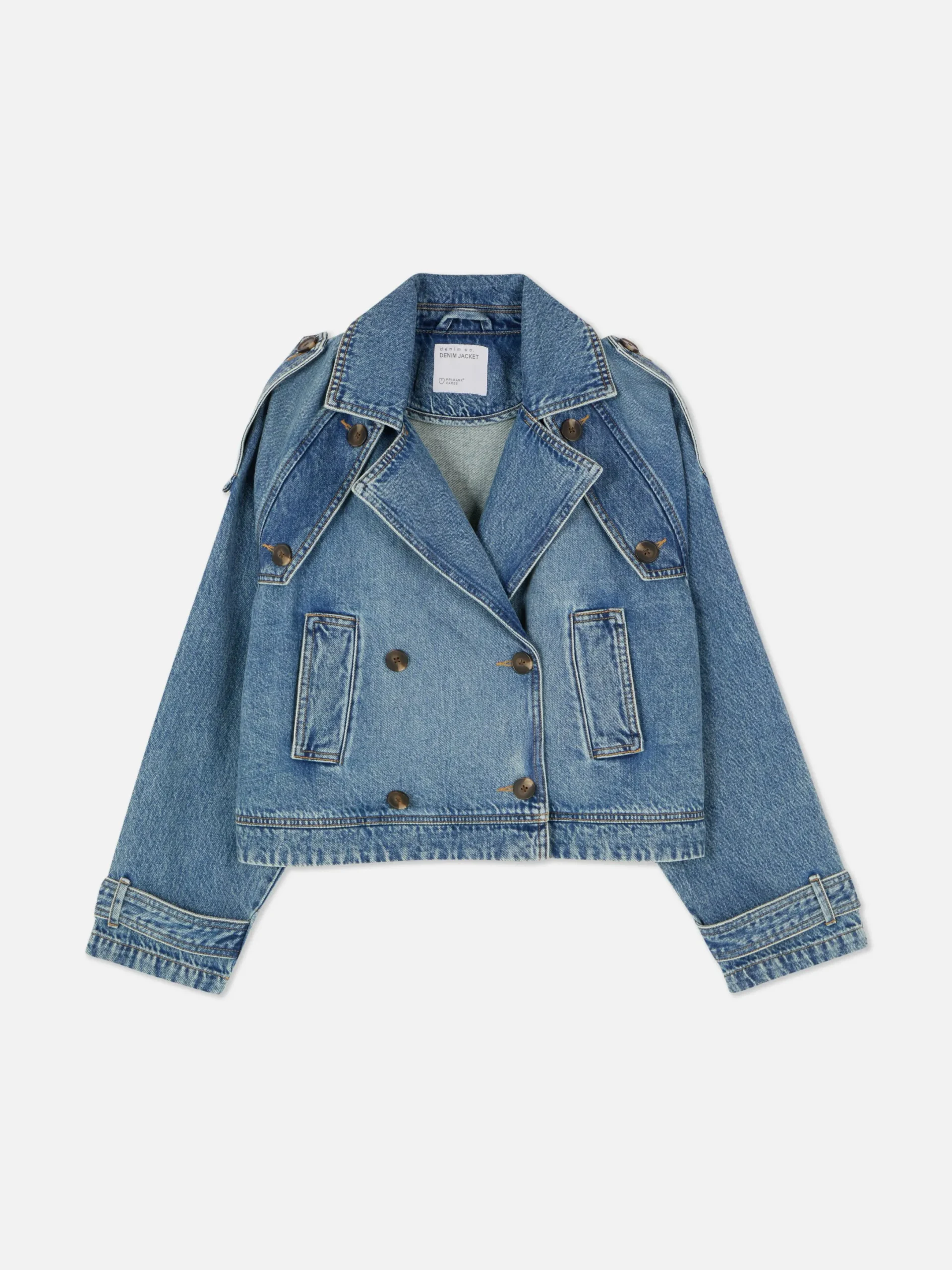 Denim|Manteaux Et Vestes|Primark Trench Court En Denim Bleu moyen