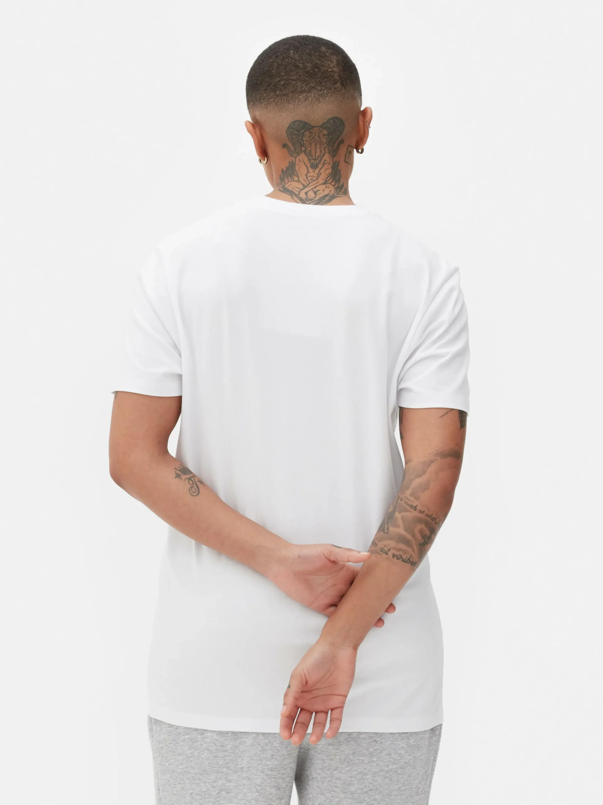 Hauts Et T-Shirts|Primark T-shirt à Col Ras-du-cou Coupe Regular Blanc