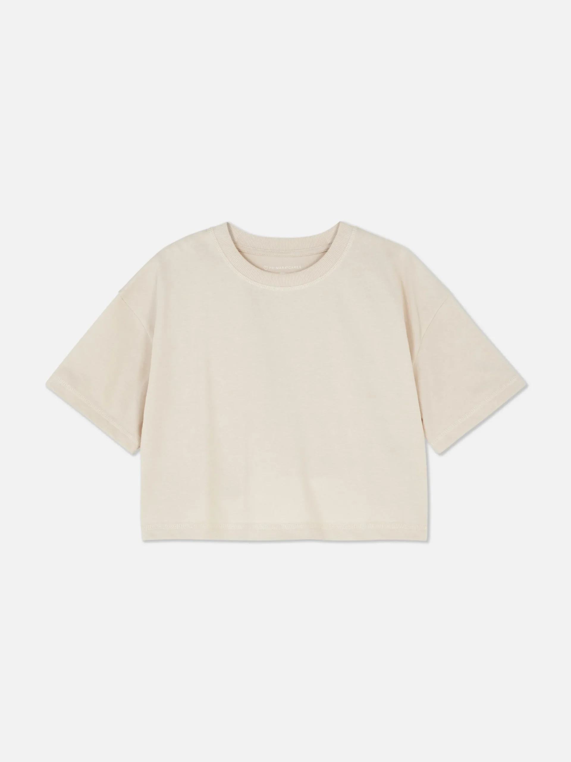 Hauts Et T-Shirts|Primark T-shirt à Col Ras-du-cou Et Manches Courtes Grège