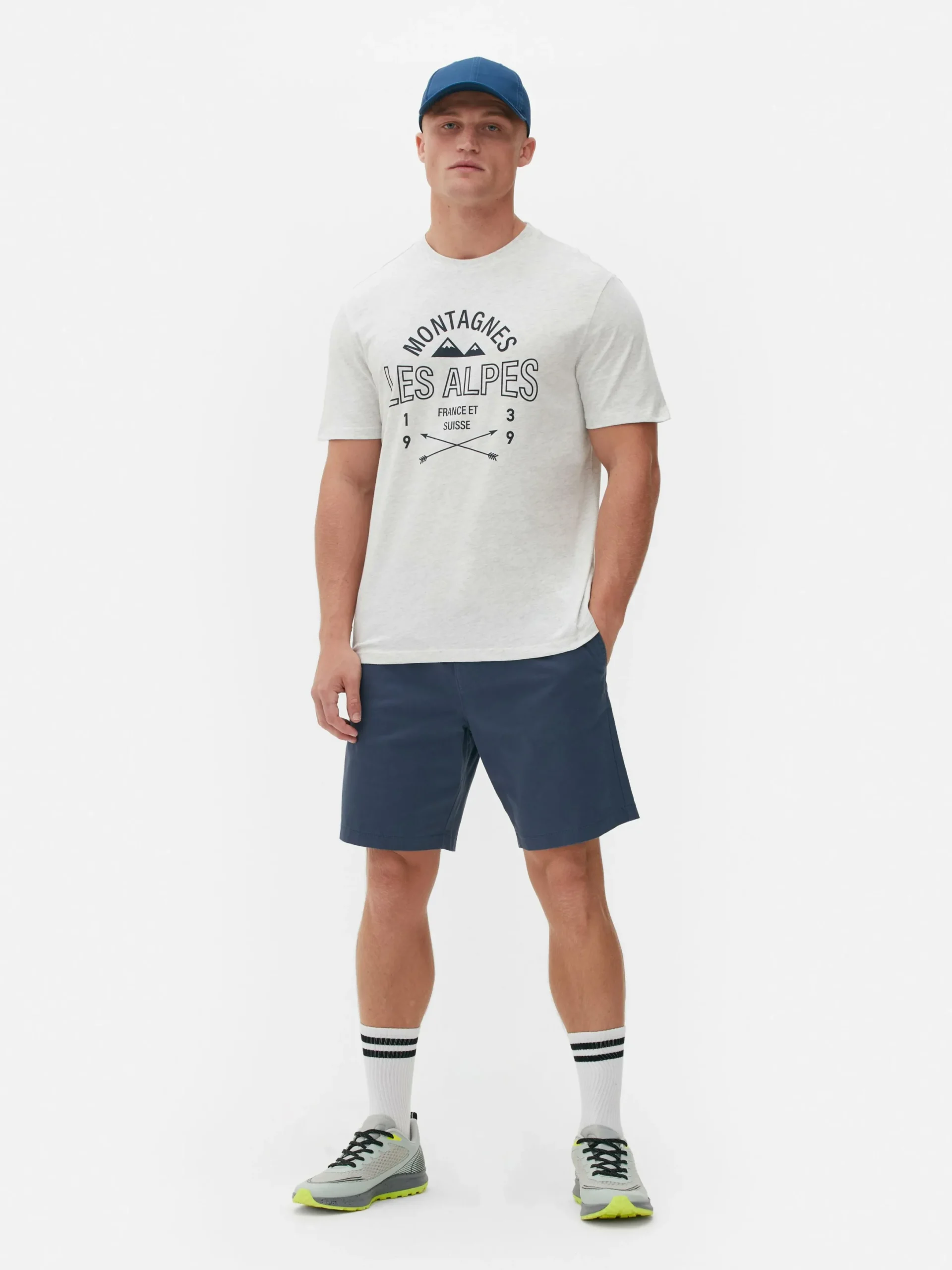 Hauts Et T-Shirts|Primark T-shirt à Imprimé Les Alpes Gris chiné