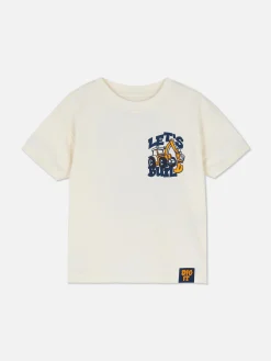 Hauts Et T-Shirts|Primark T-shirt à Manches Courtes Et Motif Pelleteuse Écru