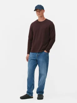 Hauts Et T-Shirts|Primark T-shirt à Manches Longues En Coton Bordeaux