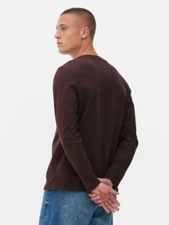 Hauts Et T-Shirts|Primark T-shirt à Manches Longues En Coton Bordeaux