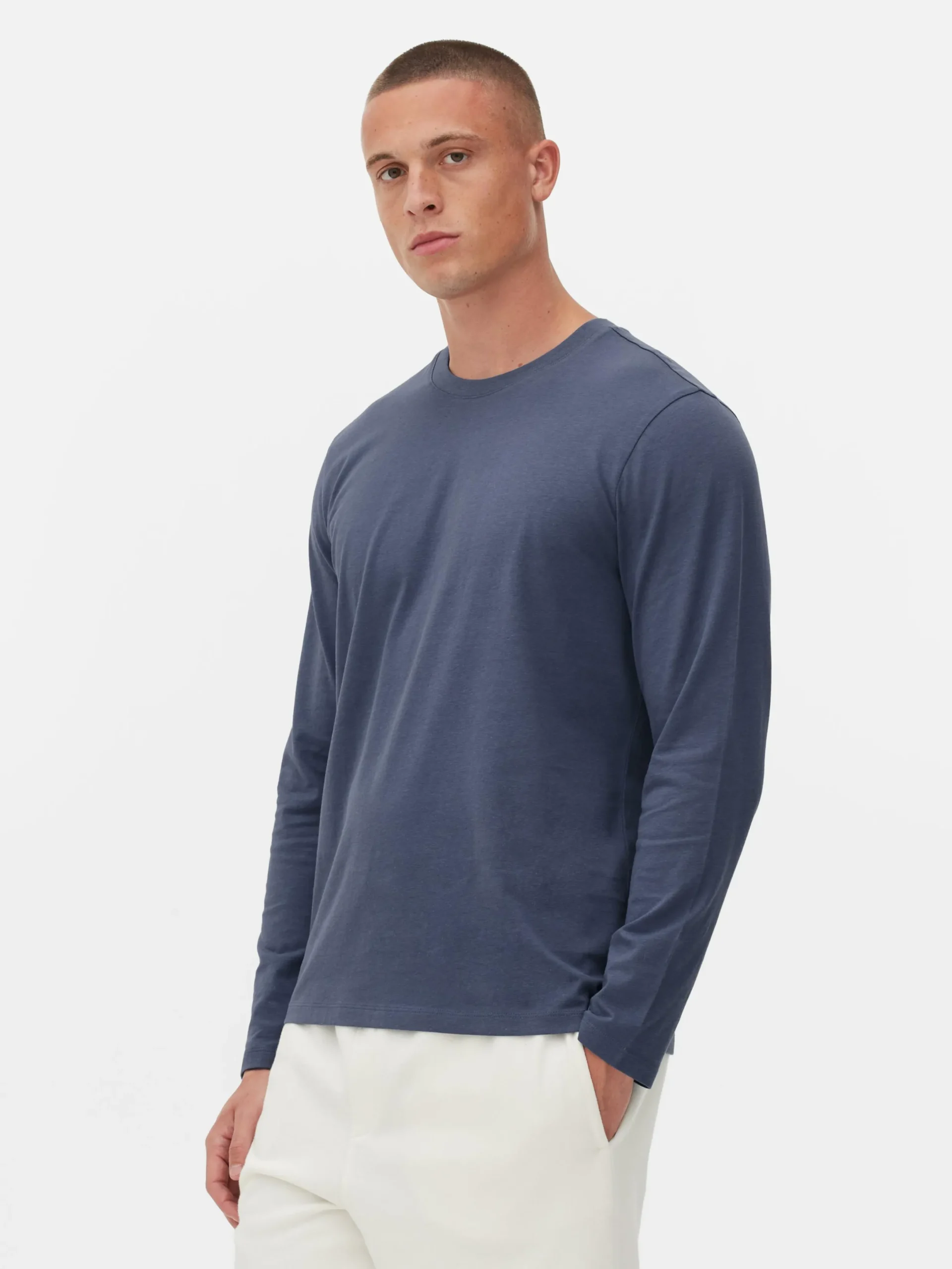 Hauts Et T-Shirts|Primark T-shirt à Manches Longues En Coton Bleu