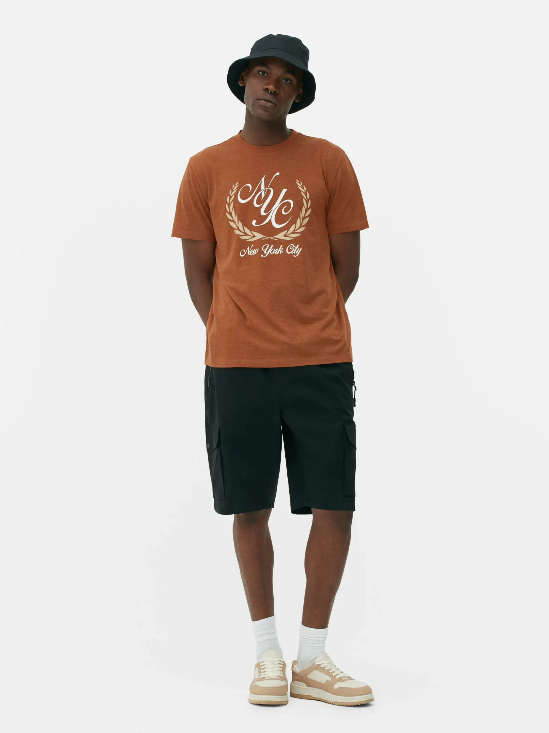 Hauts Et T-Shirts|Primark T-shirt à Motif Armoiries New York City Terre de Sienne