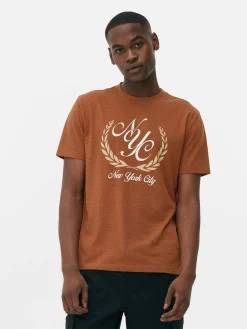 Hauts Et T-Shirts|Primark T-shirt à Motif Armoiries New York City Terre de Sienne