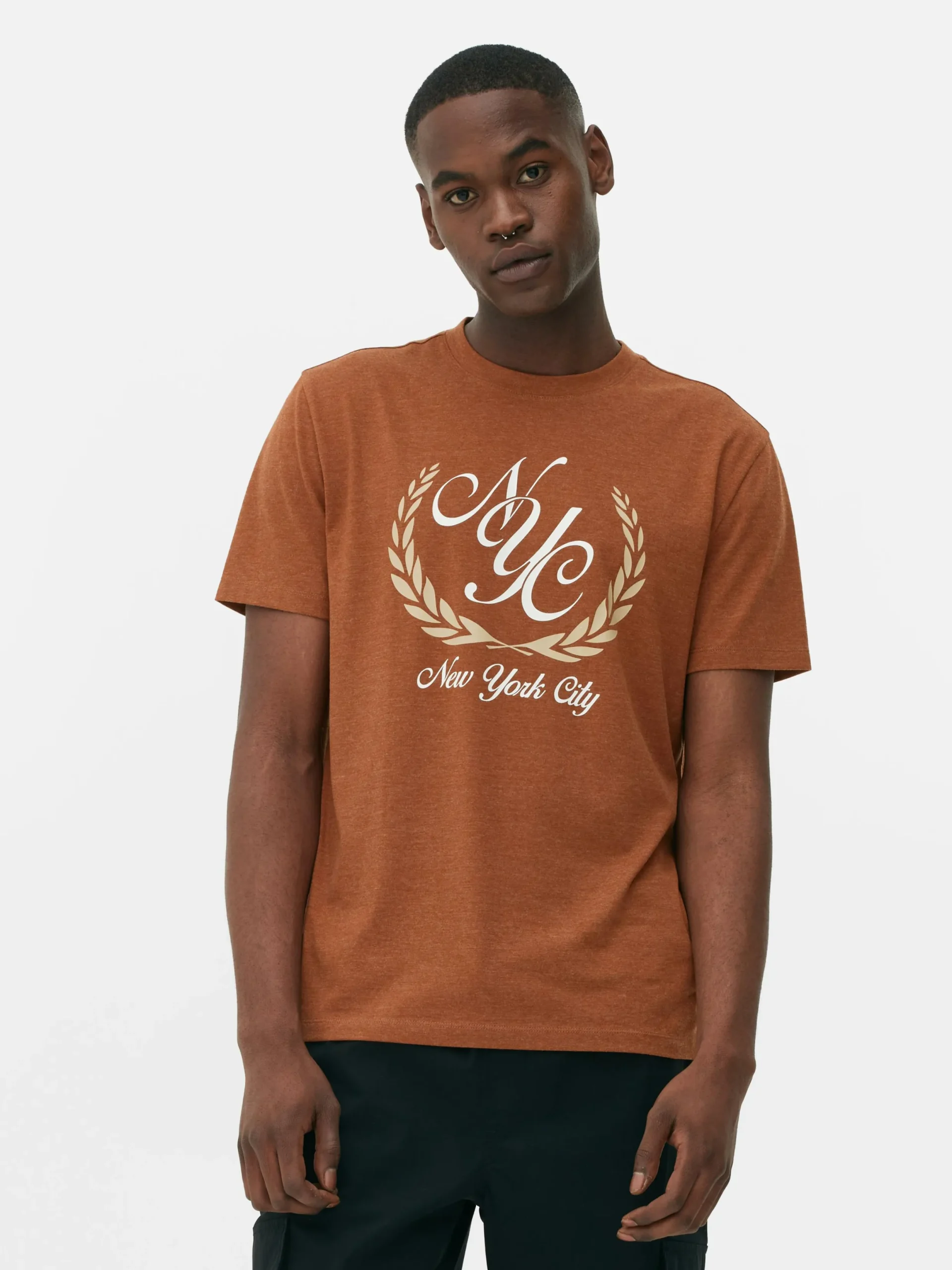 Hauts Et T-Shirts|Primark T-shirt à Motif Armoiries New York City Terre de Sienne