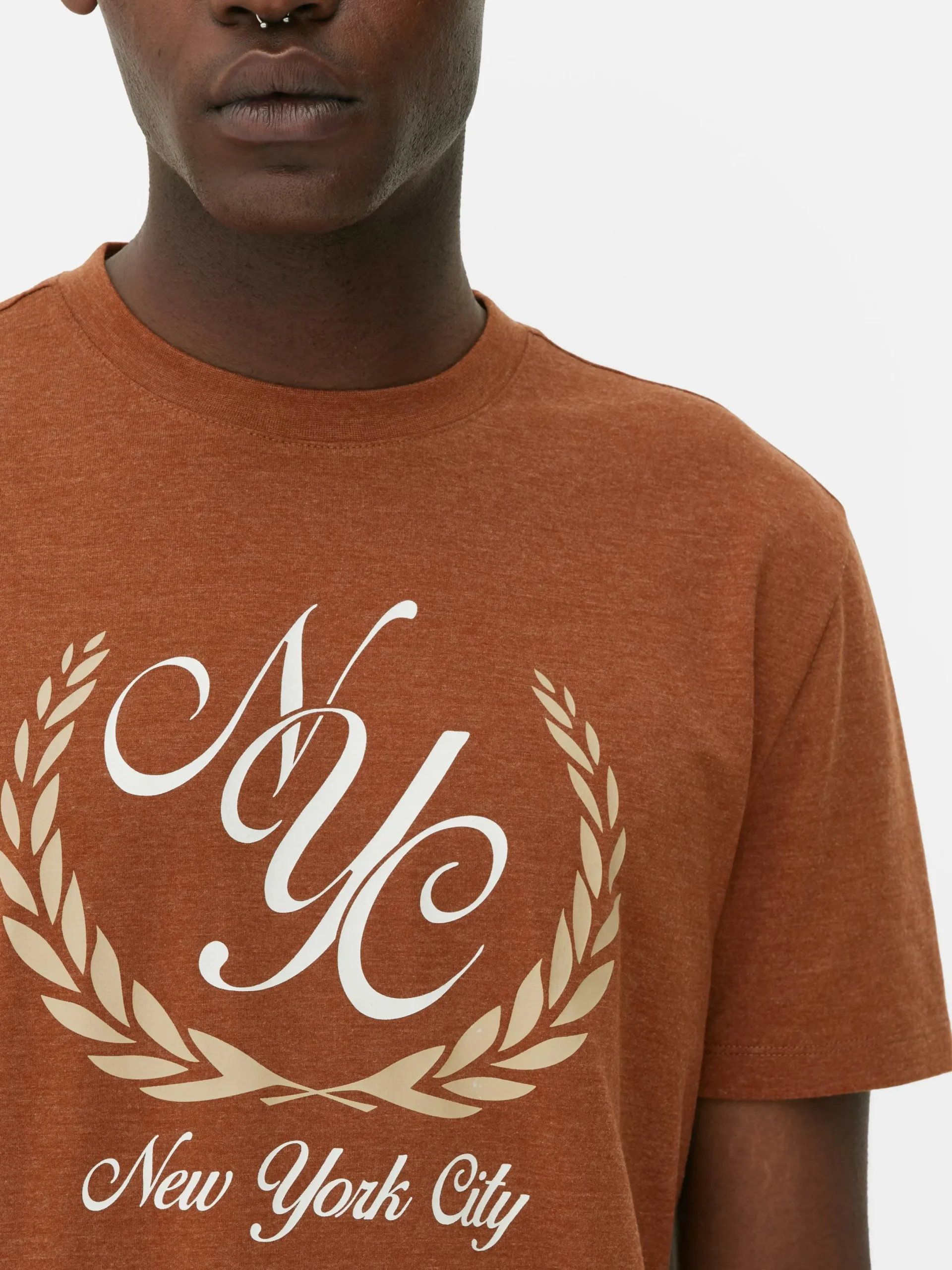 Hauts Et T-Shirts|Primark T-shirt à Motif Armoiries New York City Terre de Sienne
