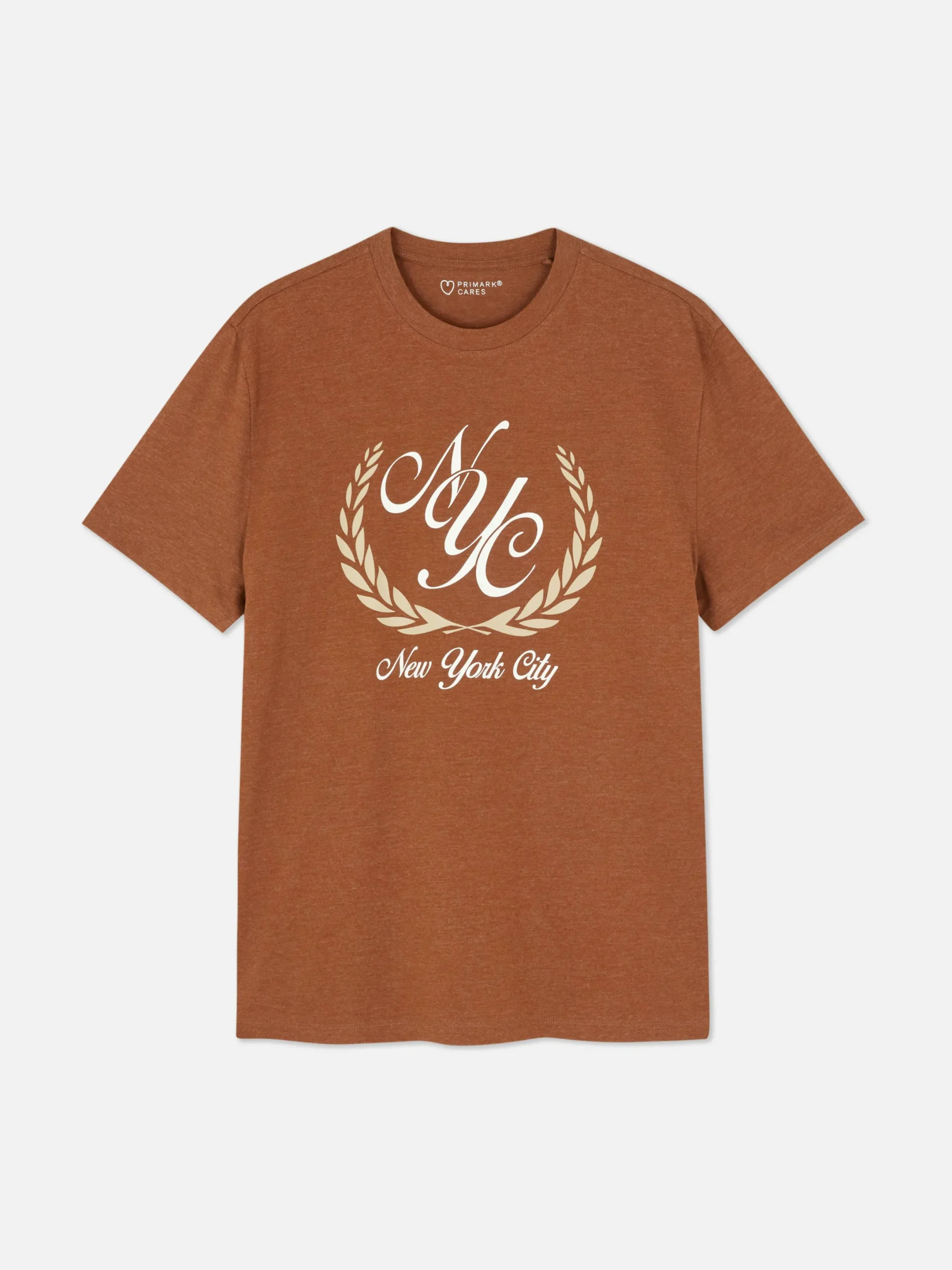 Hauts Et T-Shirts|Primark T-shirt à Motif Armoiries New York City Terre de Sienne