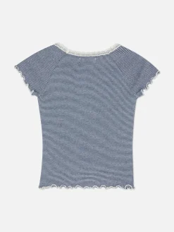 Hauts Et T-Shirts|Primark T-shirt à Rayures Et à Finitions En Dentelle Multicolore