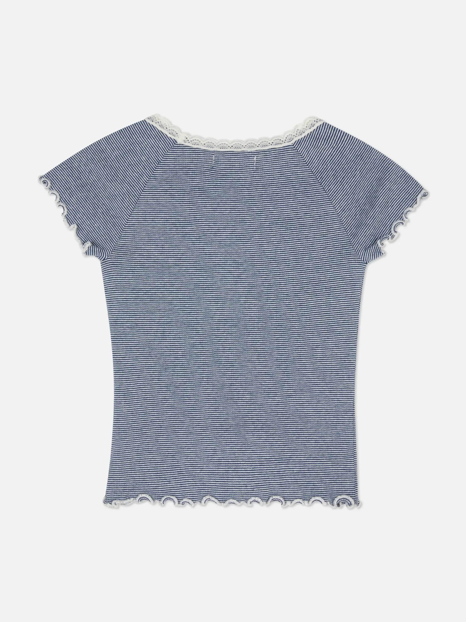 Hauts Et T-Shirts|Primark T-shirt à Rayures Et à Finitions En Dentelle Multicolore