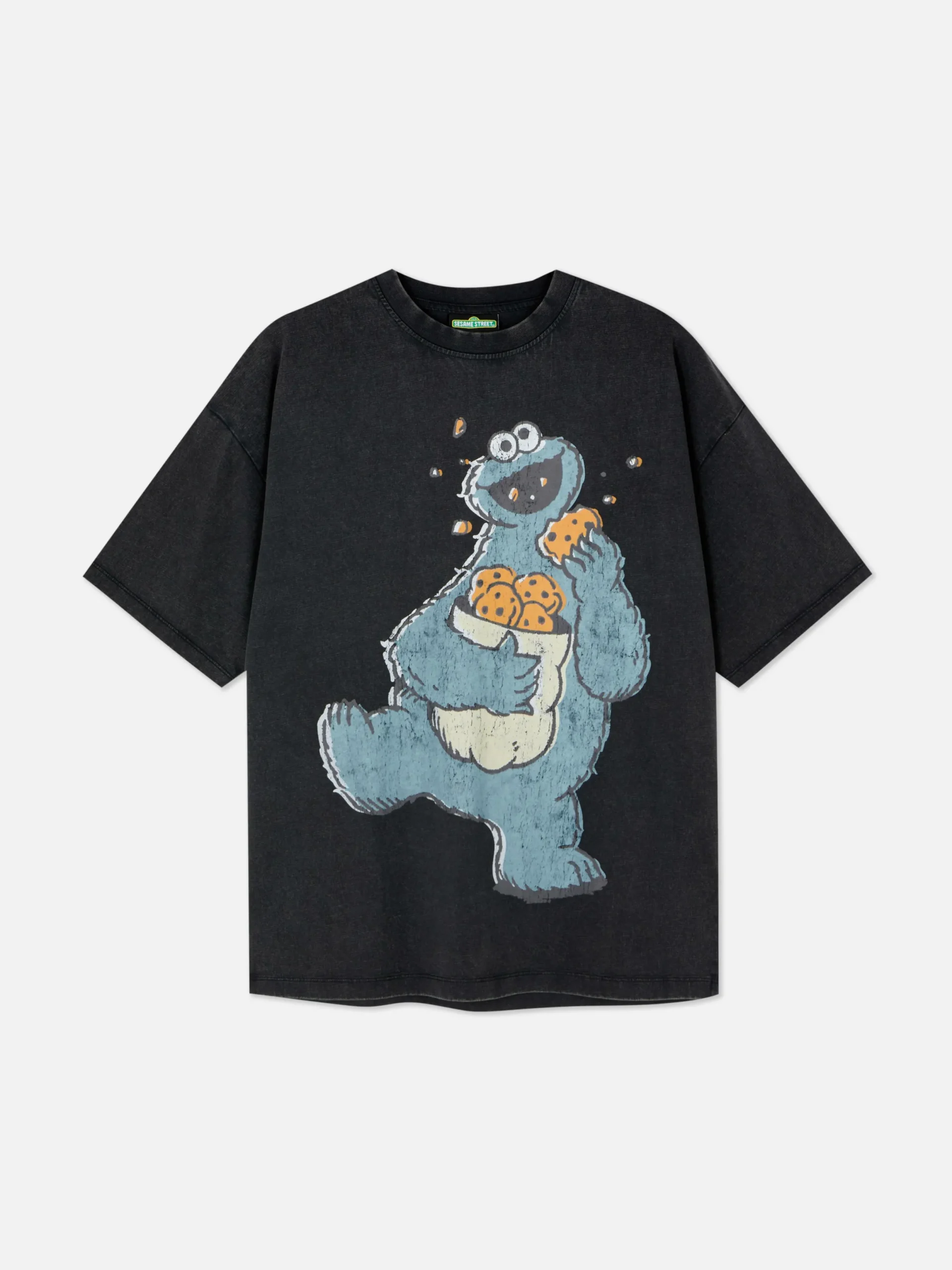 Hauts Et T-Shirts|Primark T-shirt 1, Rue Sésame Macaron Le Glouton Anthracite
