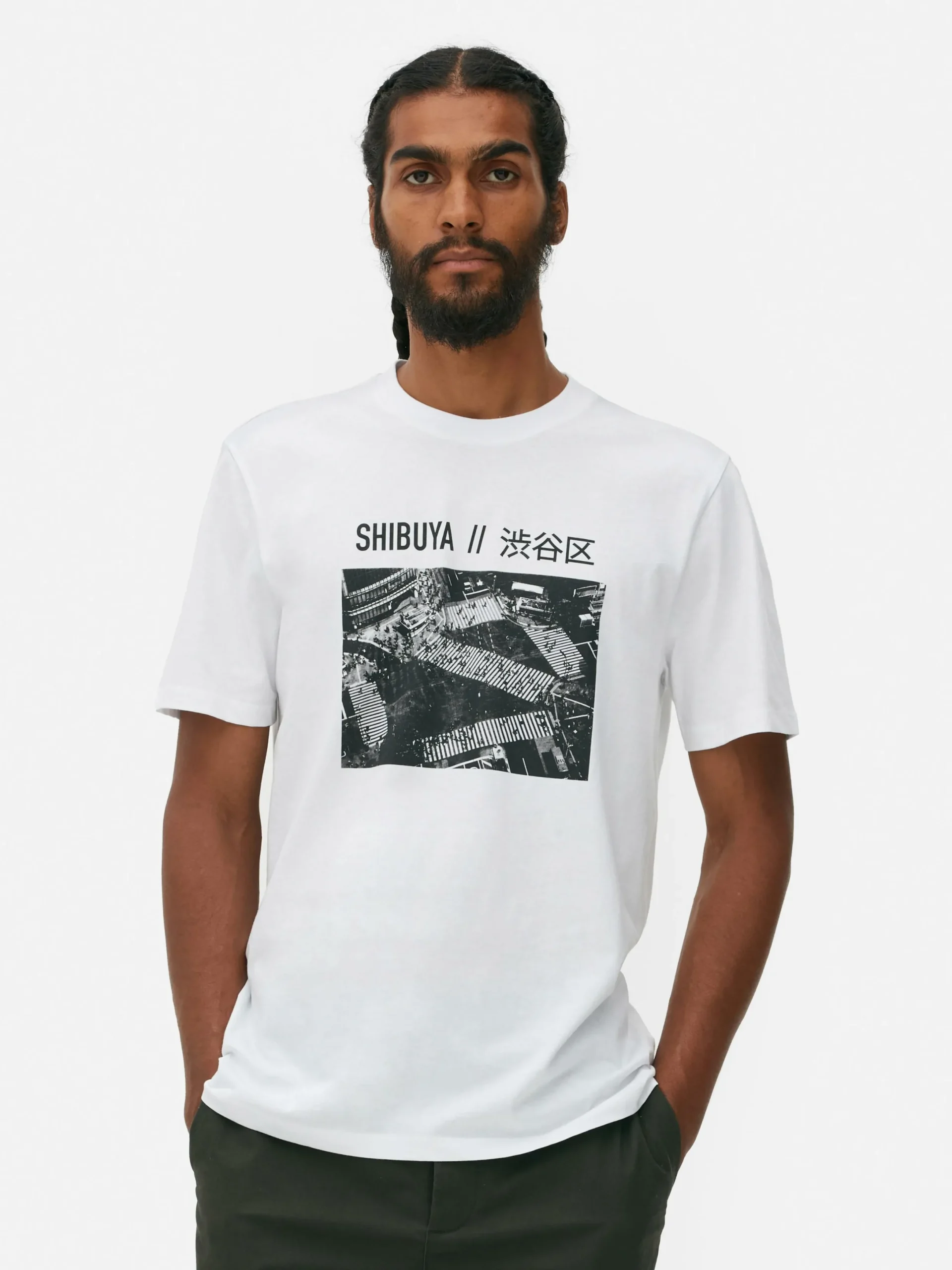 Hauts Et T-Shirts|Primark T-shirt Avec Photographie Carrefour De Shibuya Blanc