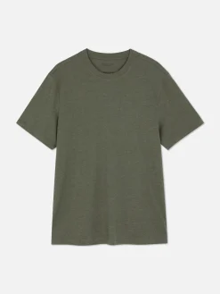 Hauts Et T-Shirts|Primark T-shirt Chiné Coupe Regular Kaki