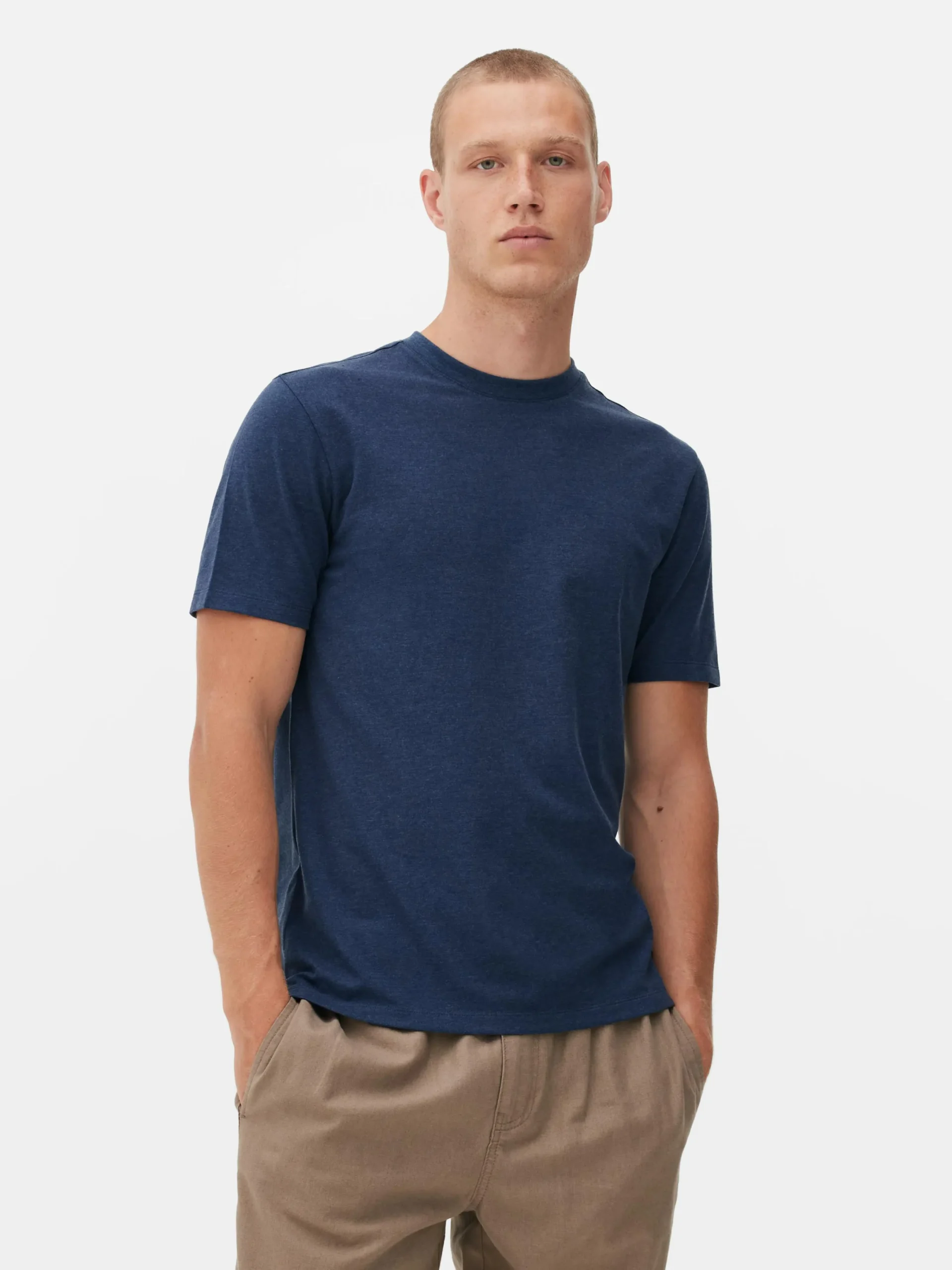 Hauts Et T-Shirts|Primark T-shirt Coupe Slim à Manches Courtes Bleu marine