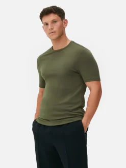 Hauts Et T-Shirts|Primark T-shirt Coupe Slim Kem Kaki