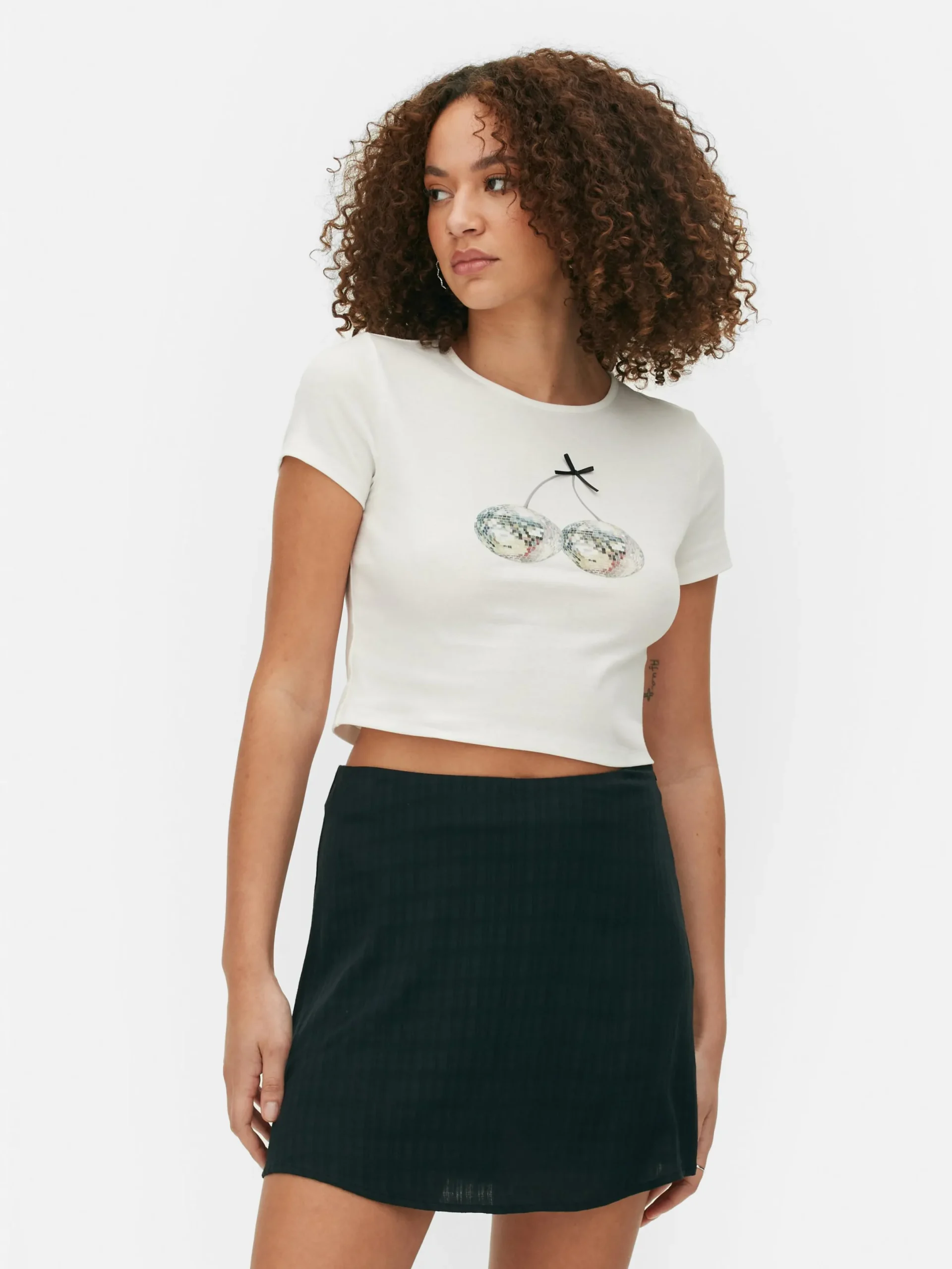 Hauts Et T-Shirts|Primark T-shirt Court Graphique Blanc