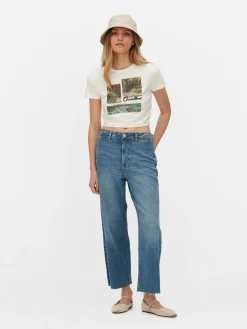 Hauts Et T-Shirts|Primark T-shirt Court Graphique Claude Monet Ivoire