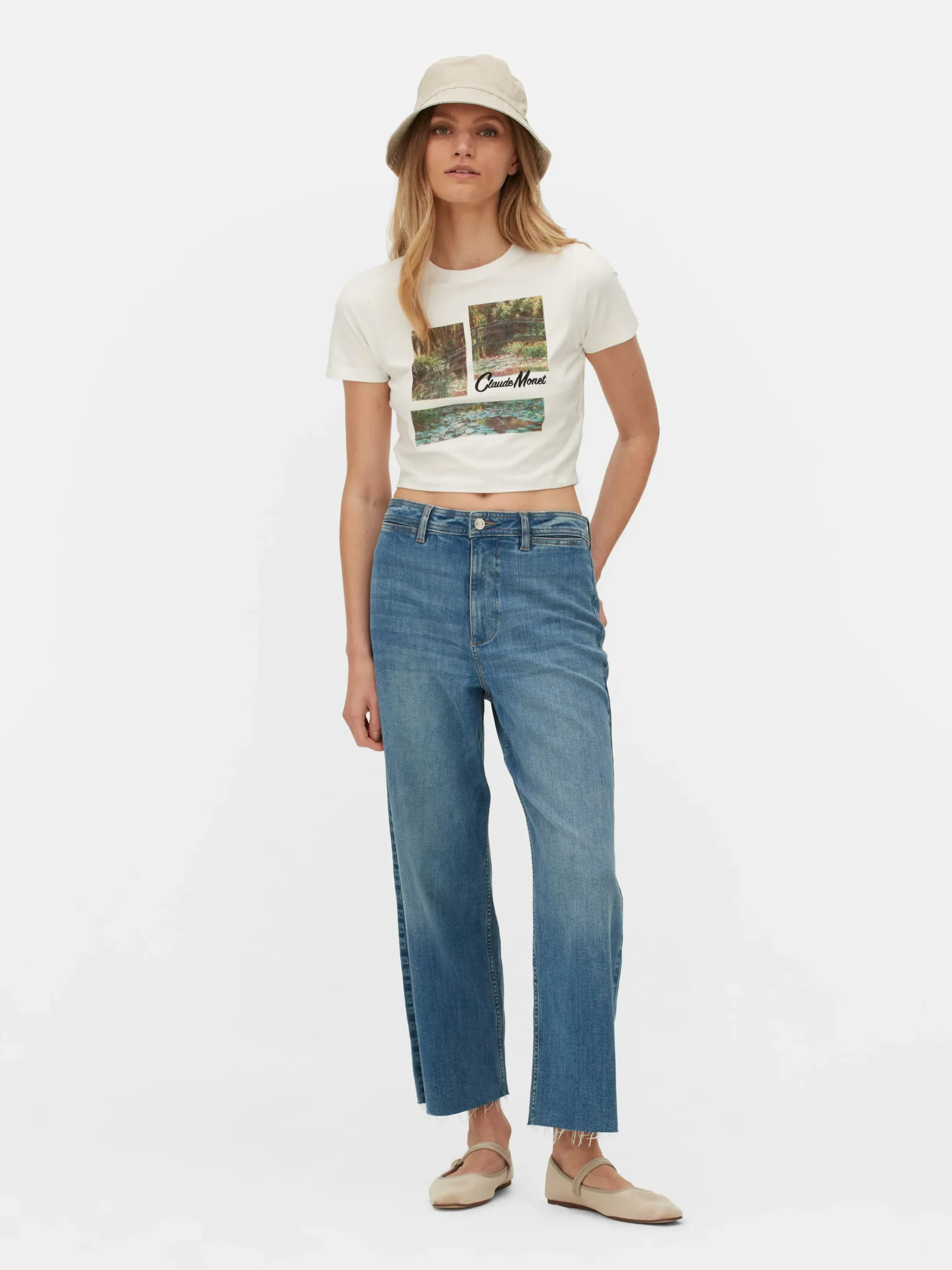 Hauts Et T-Shirts|Primark T-shirt Court Graphique Claude Monet Ivoire
