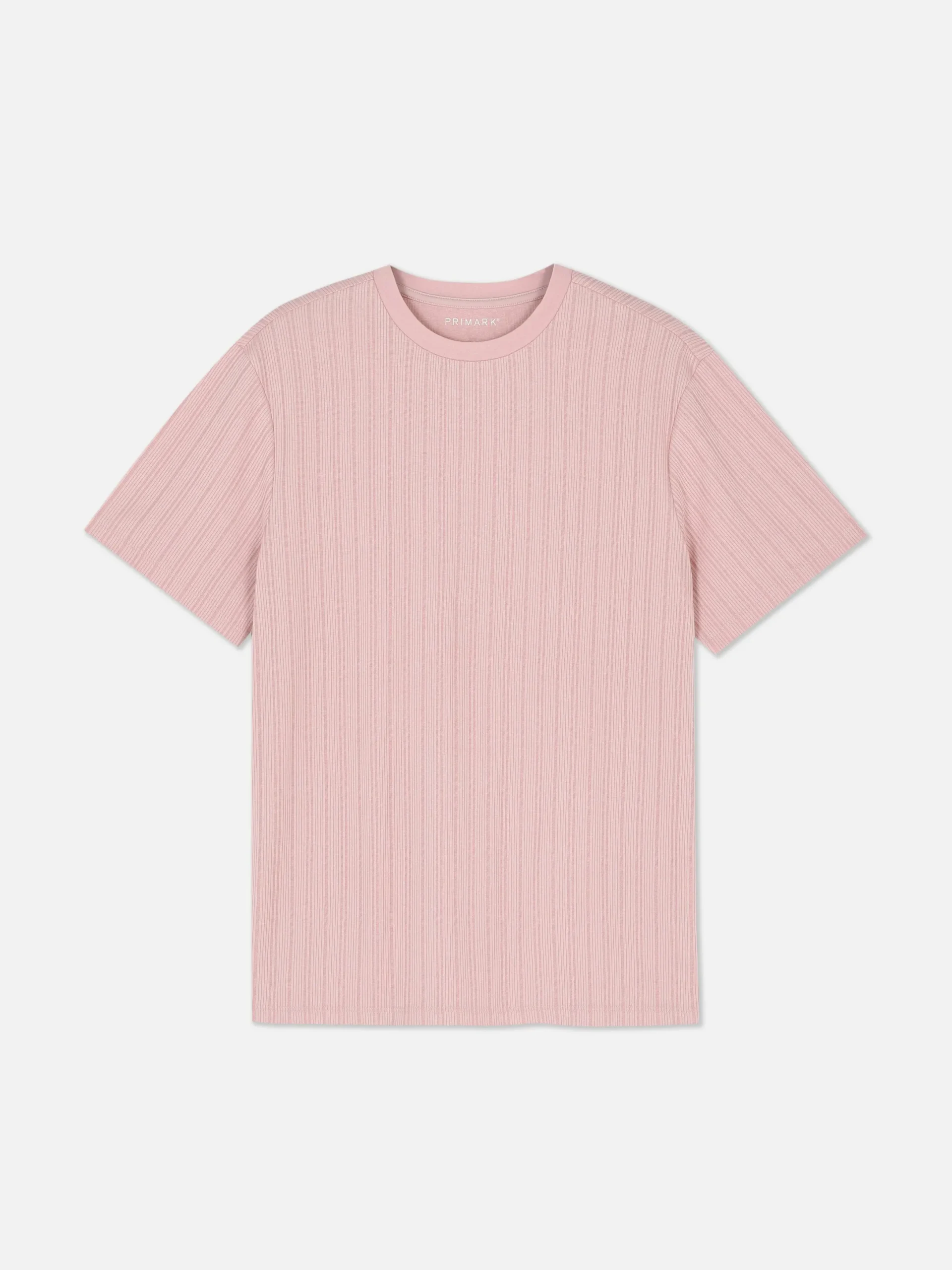 Hauts Et T-Shirts|Primark T-shirt Côtelé à Col Ras-du-cou Rose