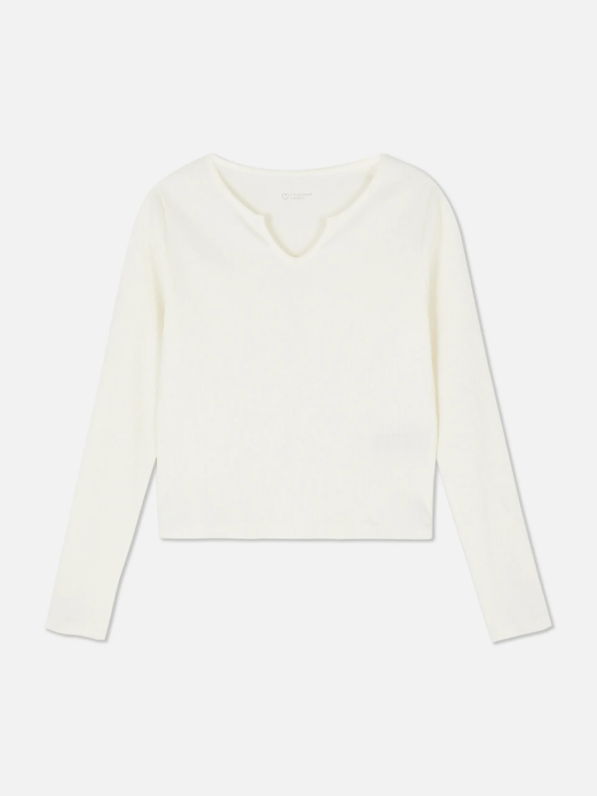 Hauts Et T-Shirts|Primark T-shirt Côtelé à Encolure Crantée Ivoire