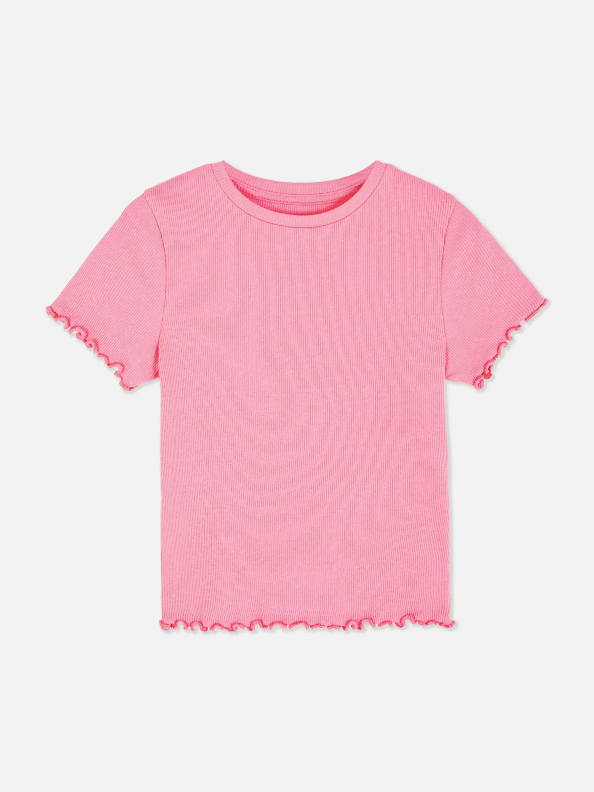 Hauts Et T-Shirts|Primark T-shirt Côtelé à Finition Festonnée à Coordonner Rose