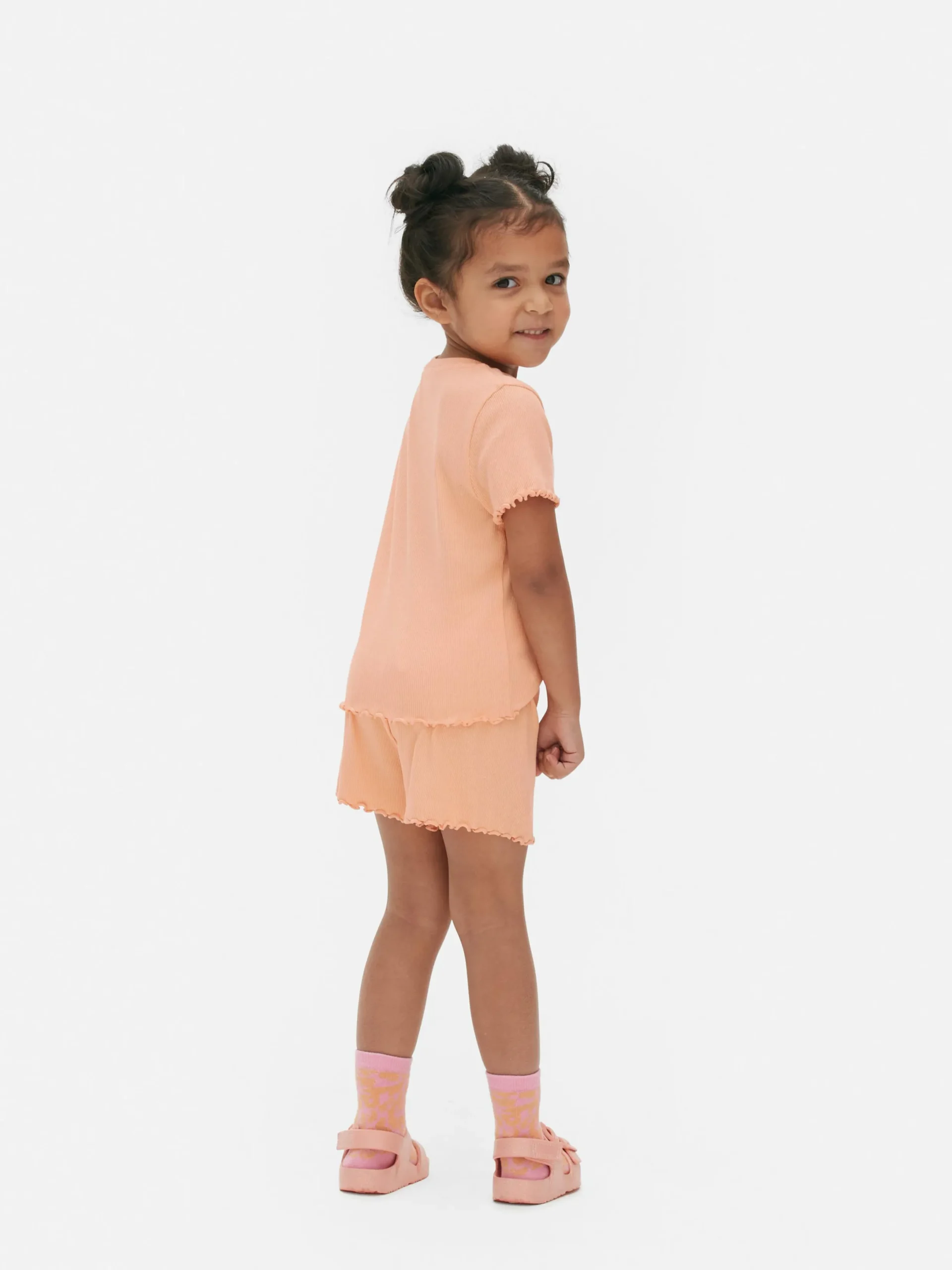 Hauts Et T-Shirts|Primark T-shirt Côtelé à Finition Festonnée à Coordonner Orange