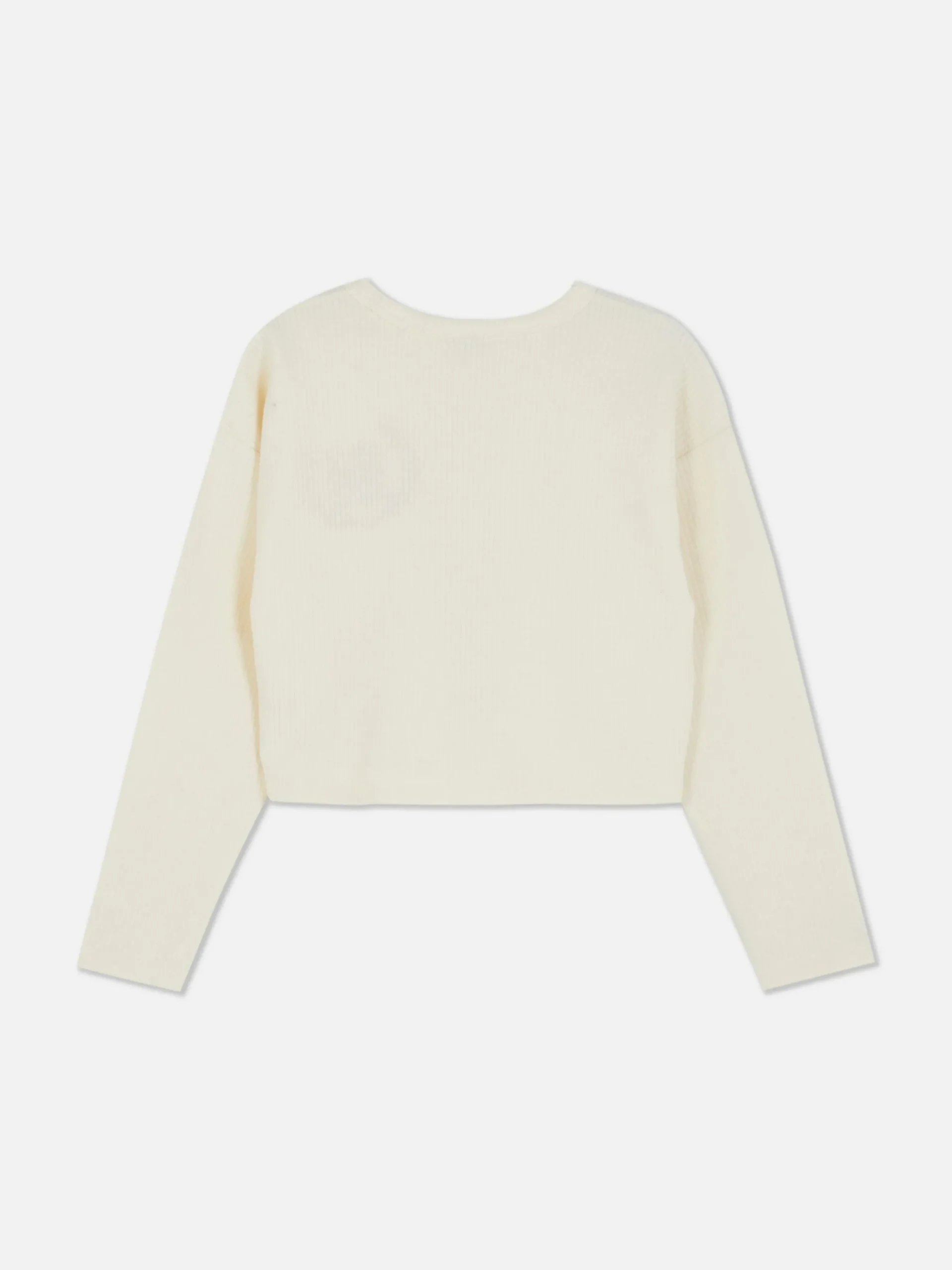 Hauts Et T-Shirts|Primark T-shirt Côtelé à Manches Longues Écru