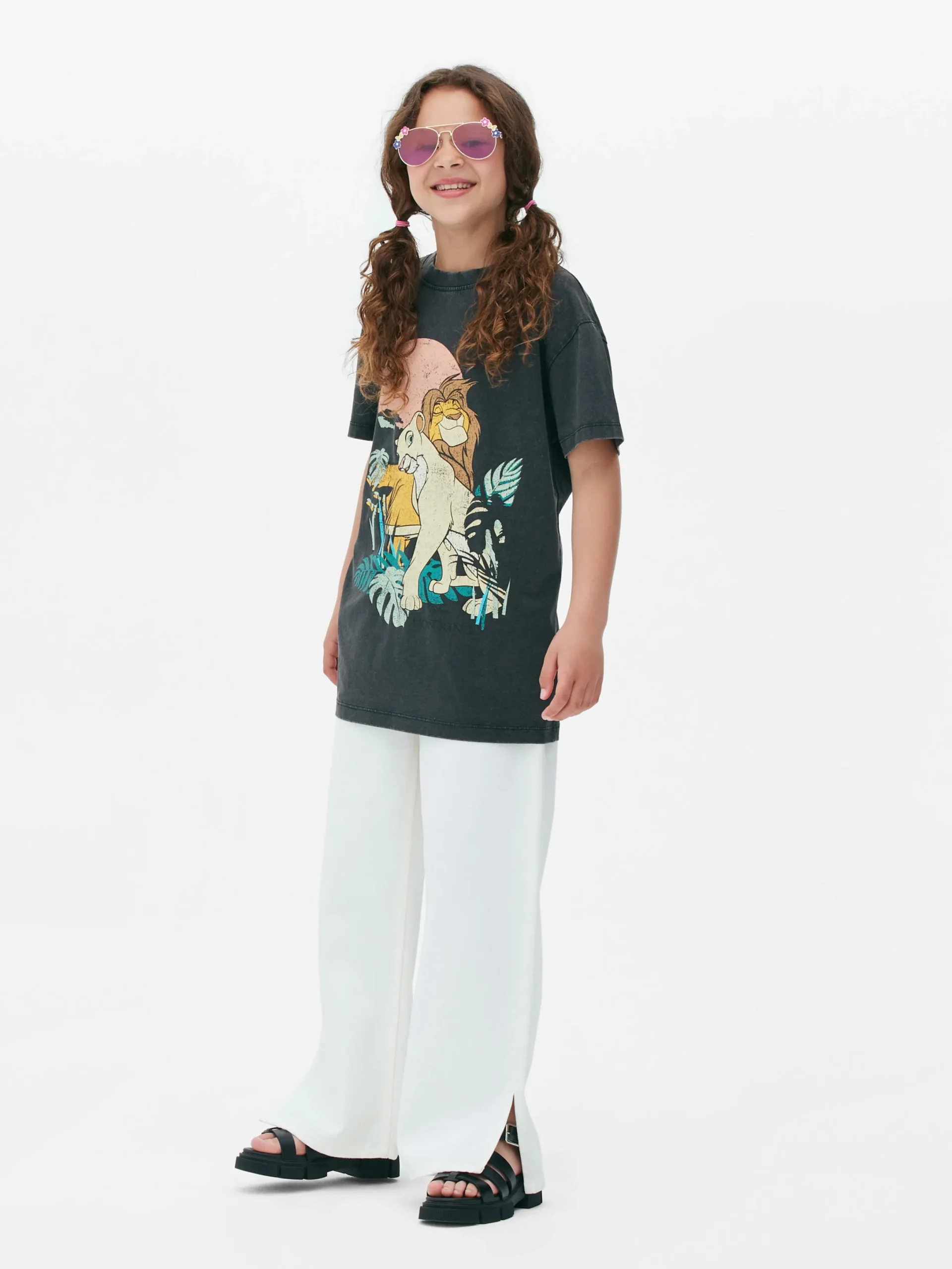 Hauts Et T-Shirts|Primark T-shirt Délavé à L'acide Disney Le Roi Lion 30e Anniversaire Anthracite