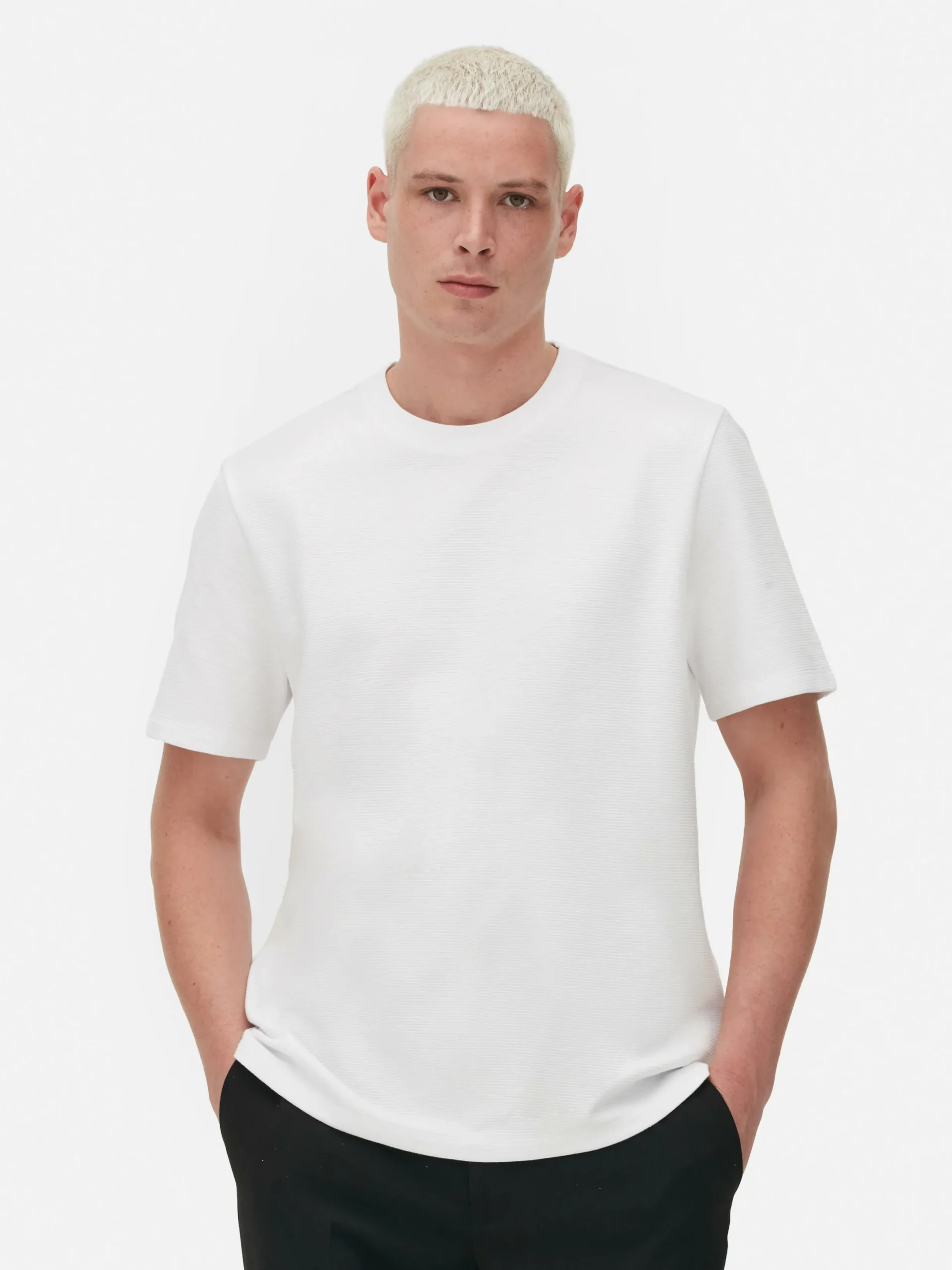 Hauts Et T-Shirts|Primark T-shirt En Maille Ottoman Côtelée Blanc
