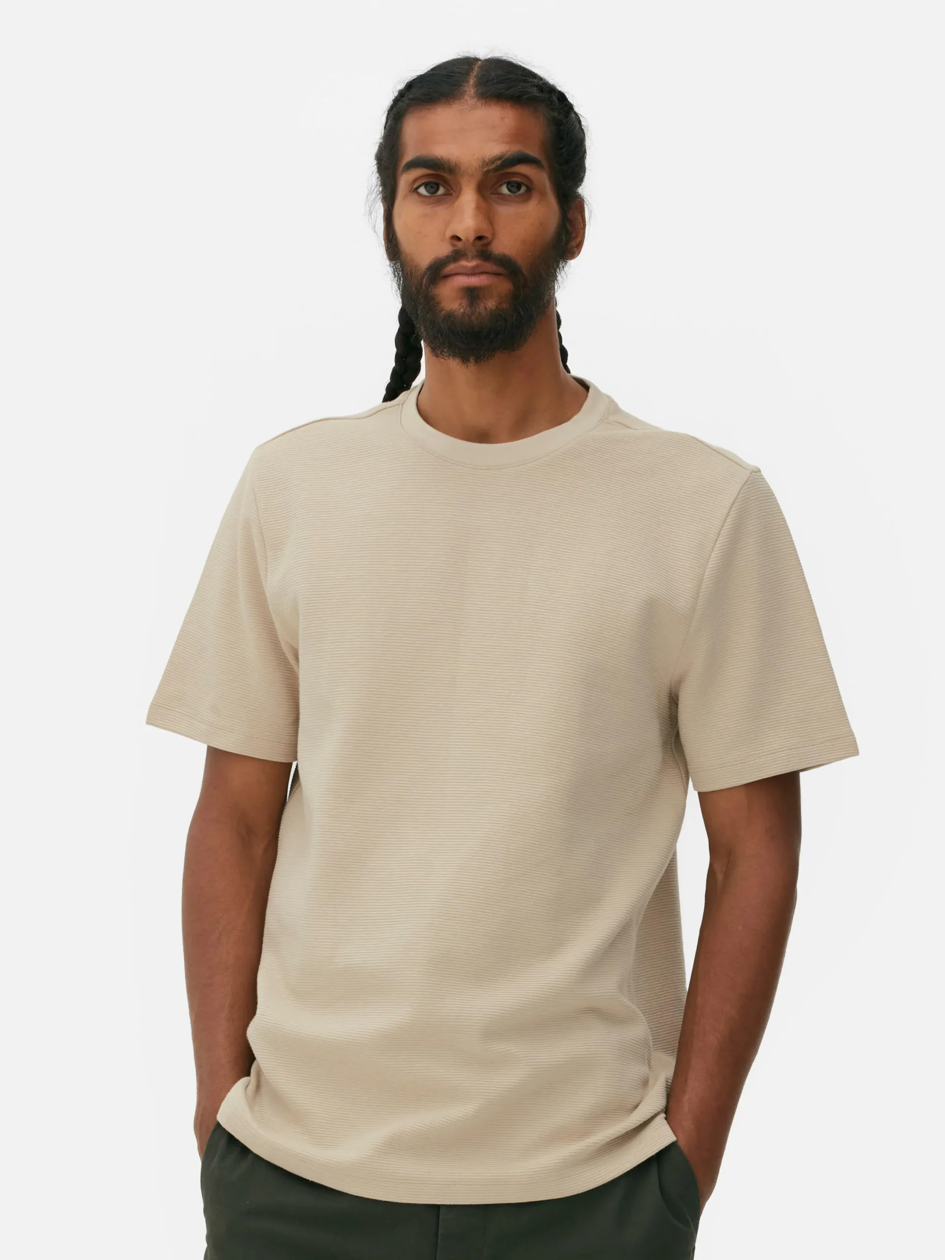 Hauts Et T-Shirts|Primark T-shirt En Maille Ottoman Côtelée Grège