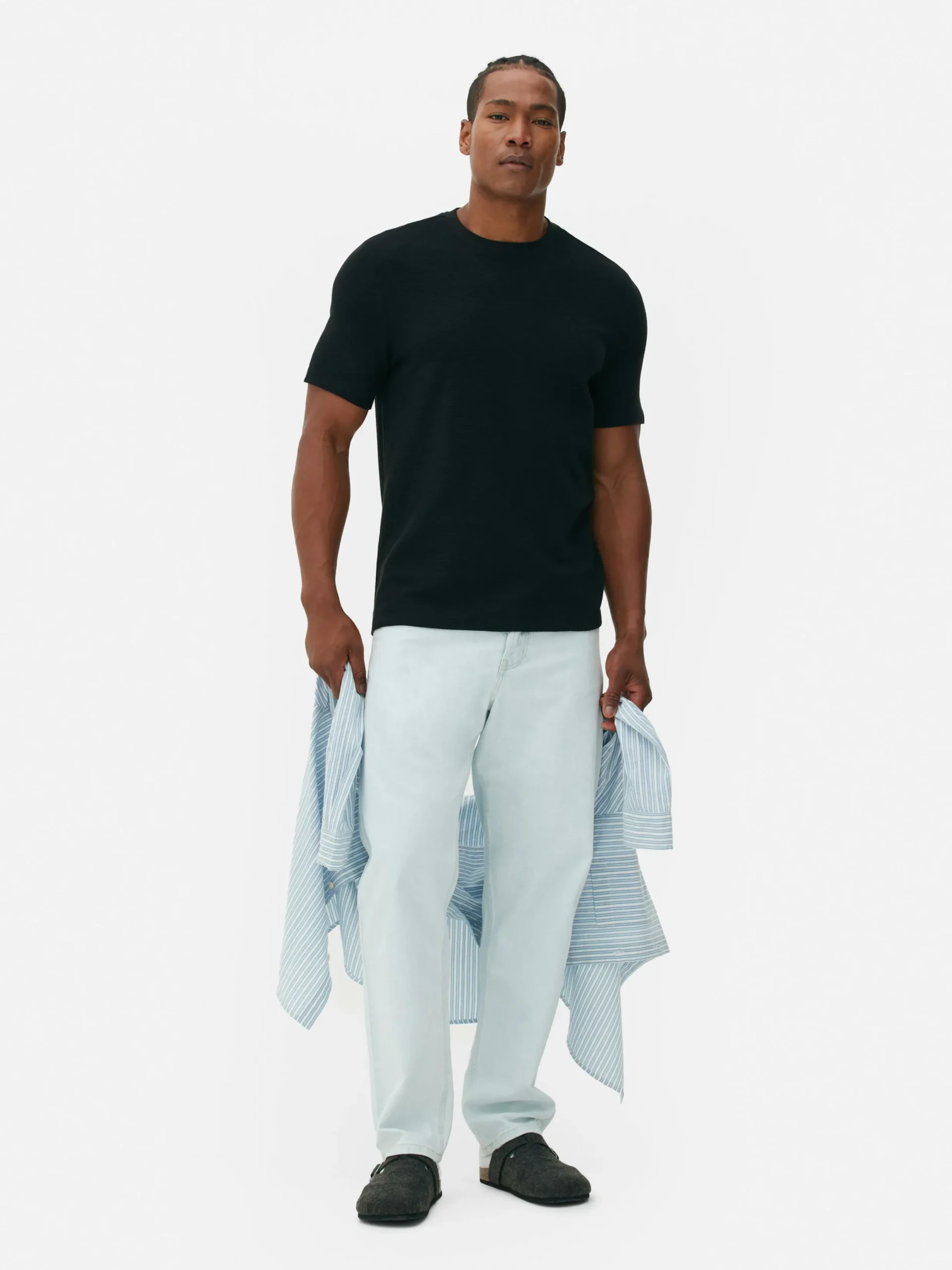Hauts Et T-Shirts|Primark T-shirt En Maille Ottoman Côtelée Noir