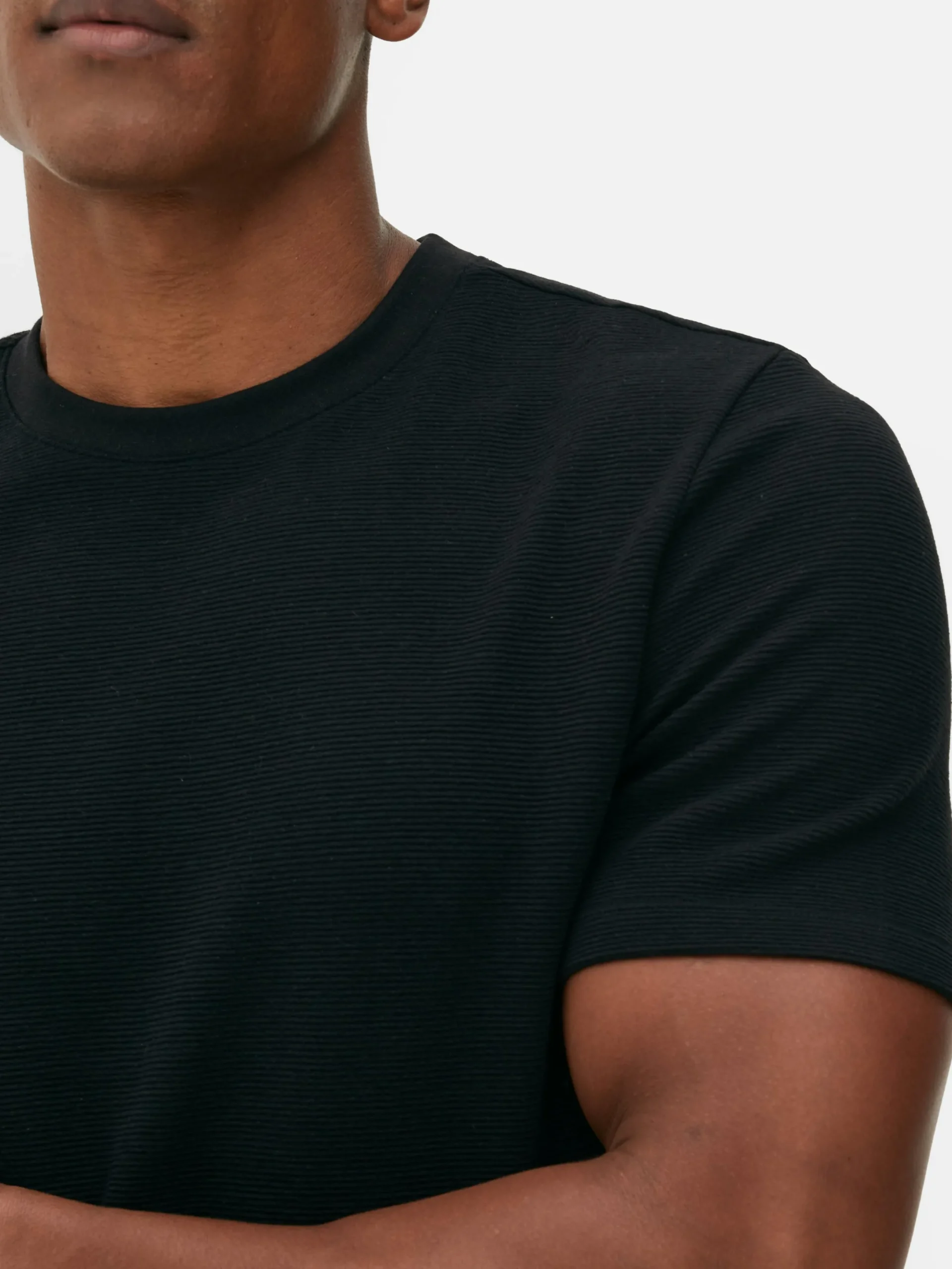 Hauts Et T-Shirts|Primark T-shirt En Maille Ottoman Côtelée Noir