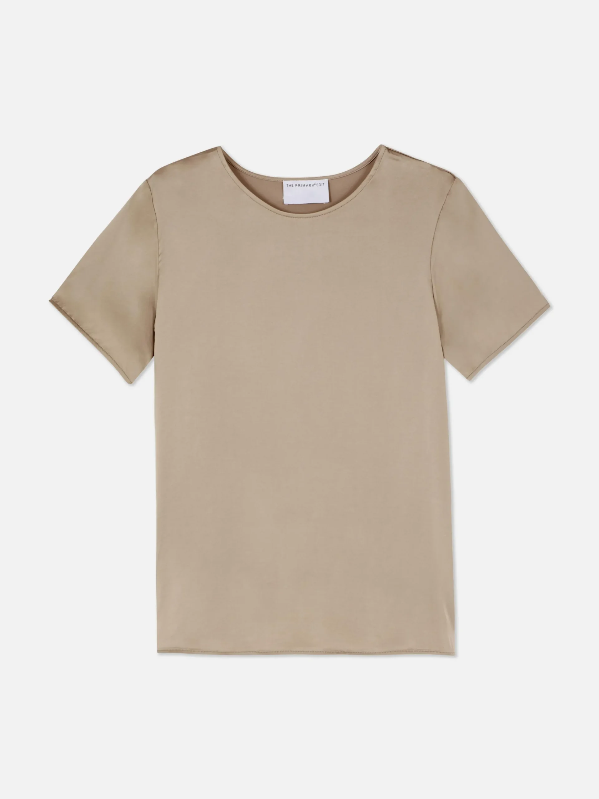 Hauts Et T-Shirts|Primark T-shirt En Satin à Manches Courtes The Edit Taupe