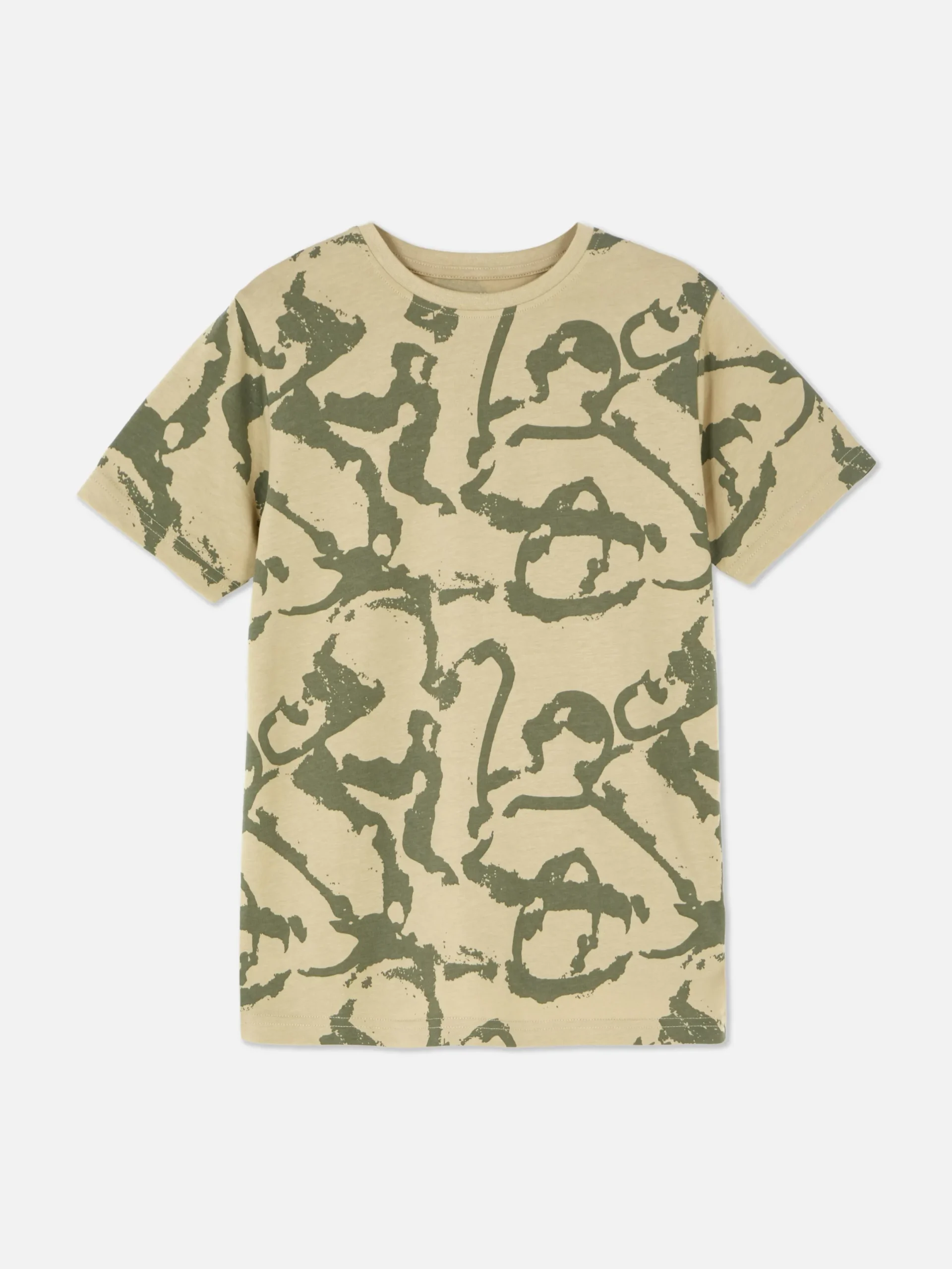 Hauts Et T-Shirts|Primark T-shirt Graphique à Manches Courtes Kaki