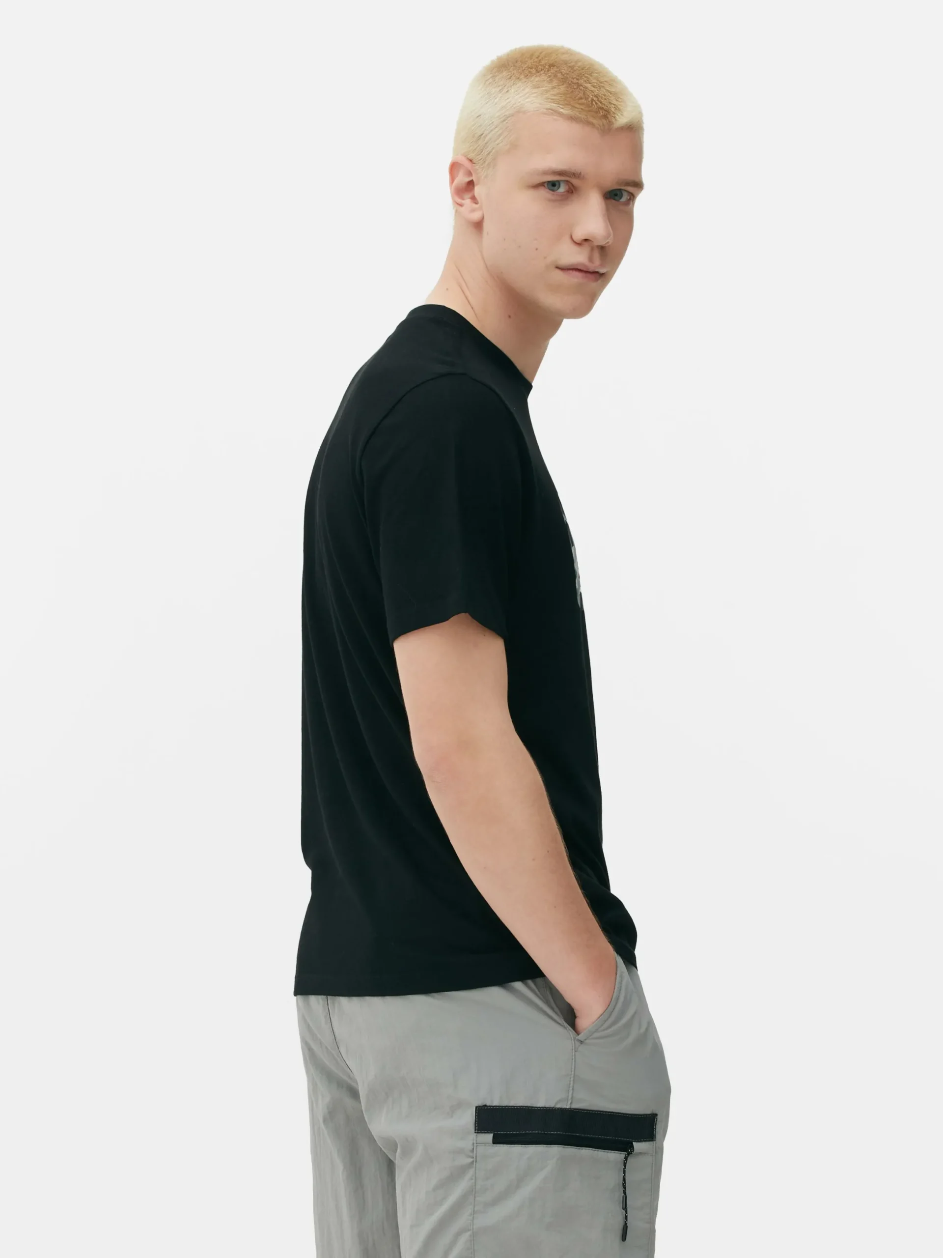 Hauts Et T-Shirts|Primark T-shirt Graphique à Motif Pochoir Original Noir